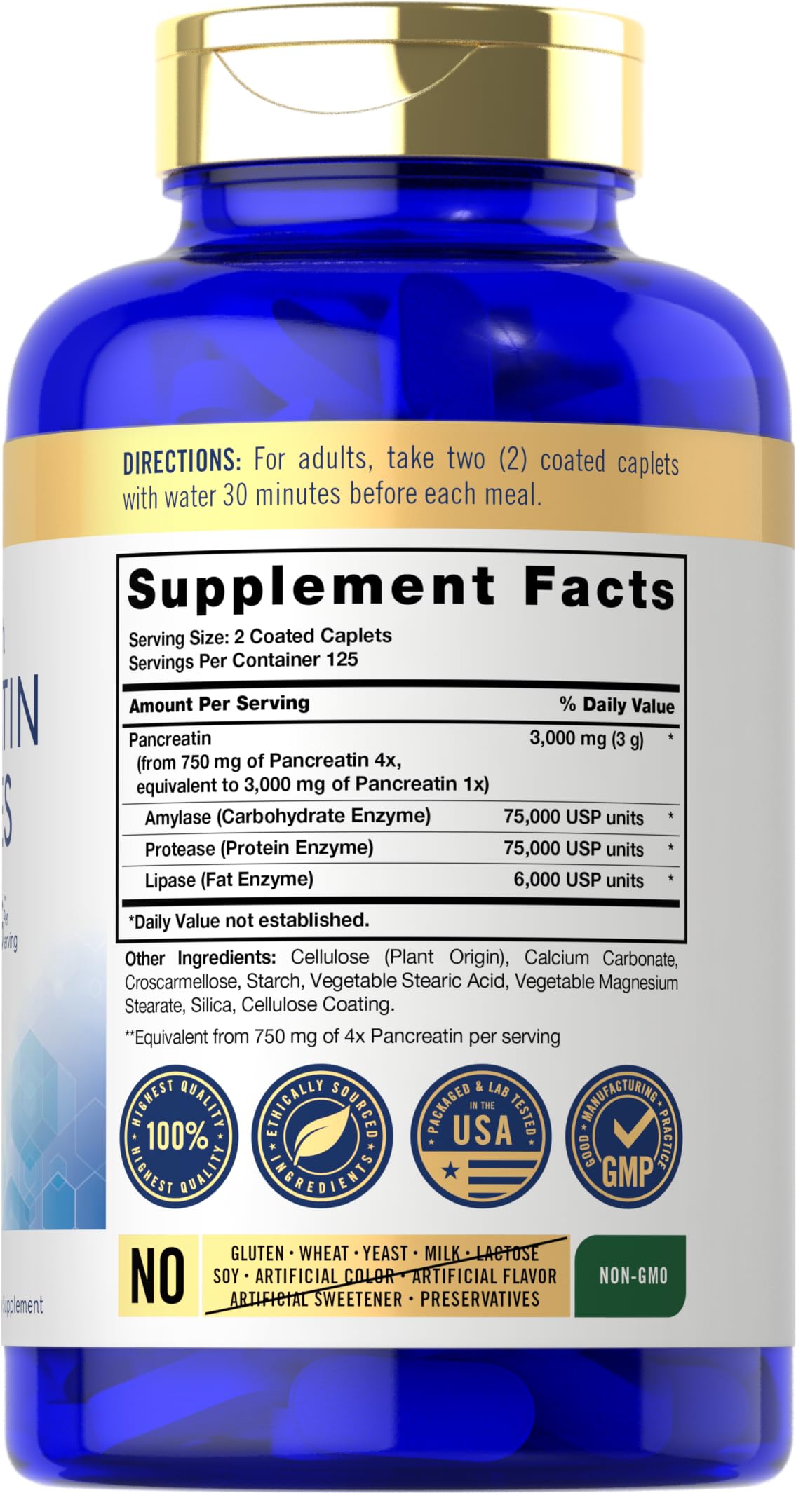 Carlyle Multi-Enzymes Pancreatin 500mg packaging side view