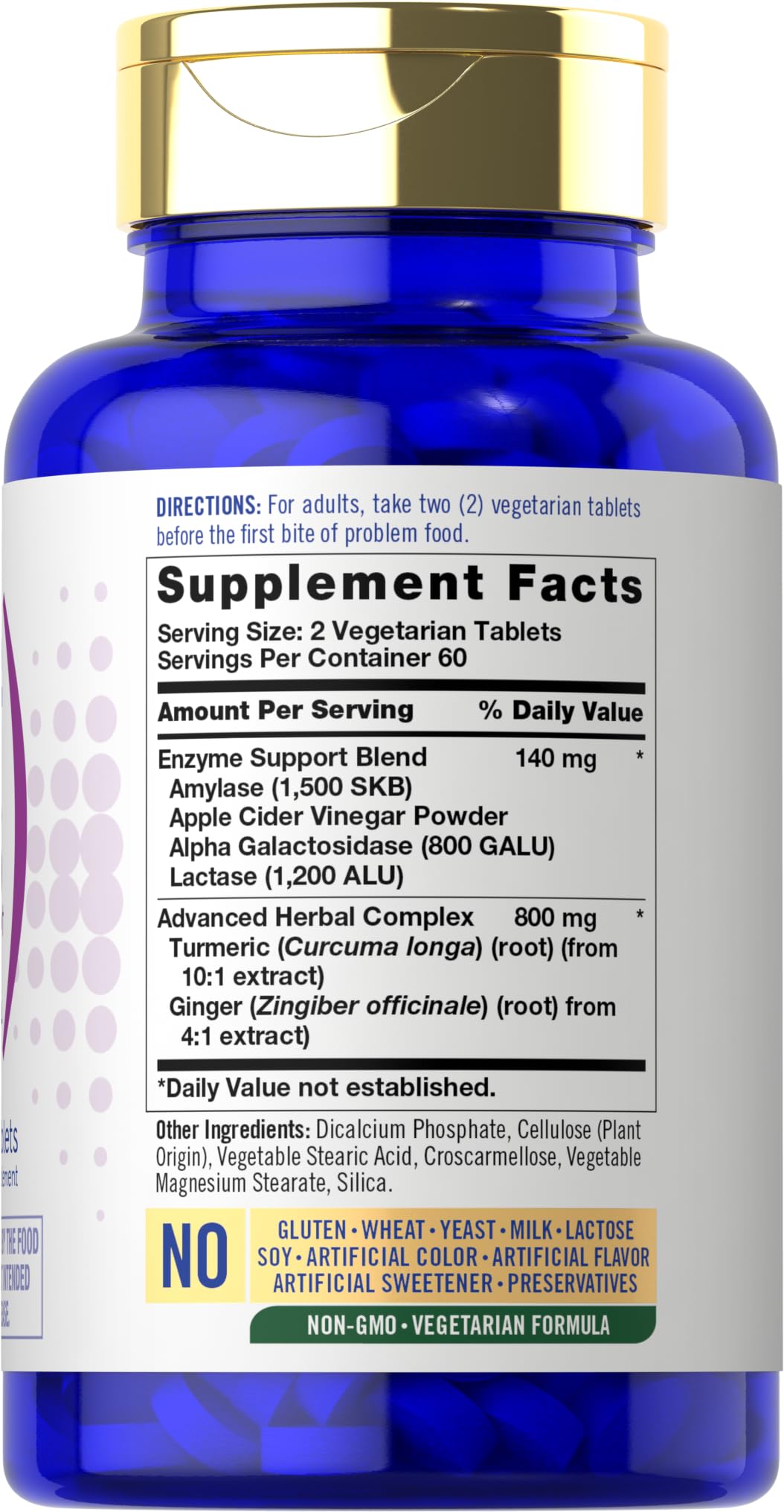 Carlyle Multi-Enzymes Vegetarian Tablets back view