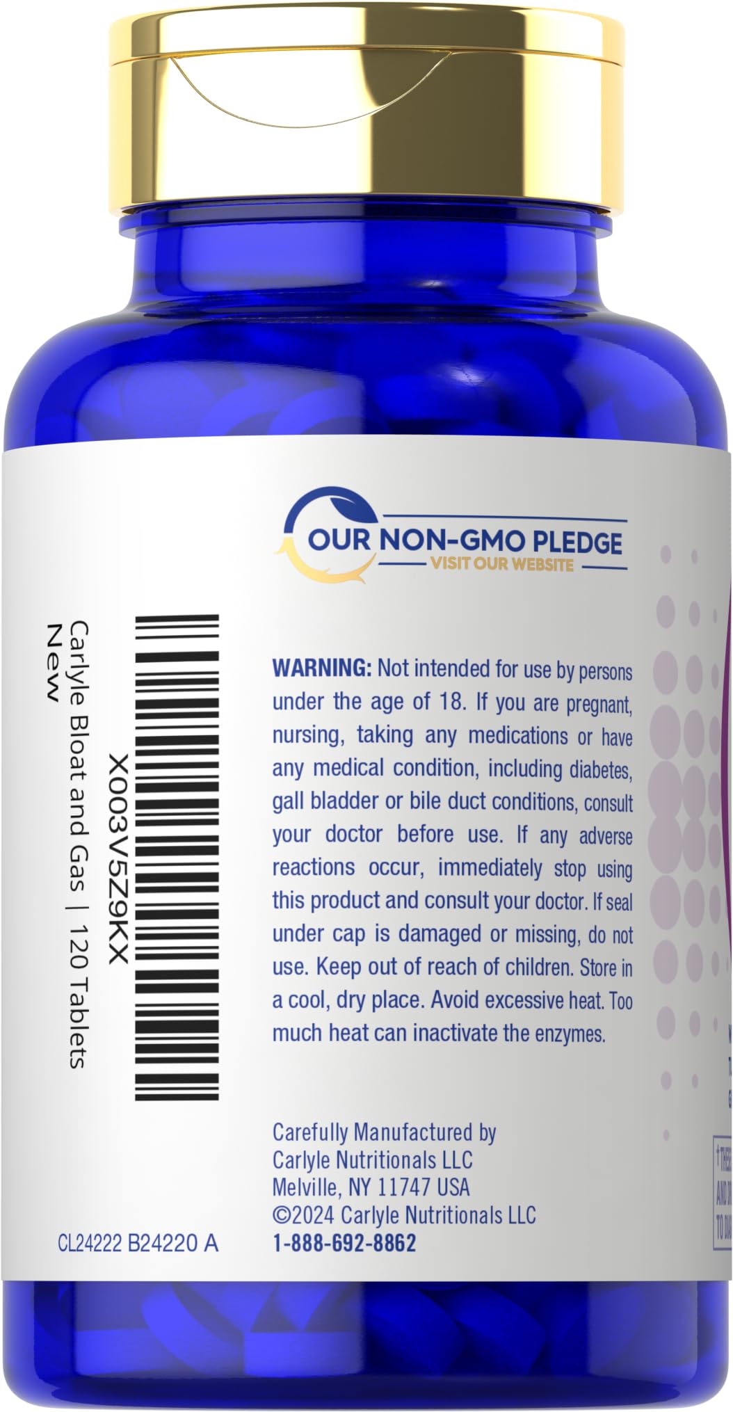 Carlyle Multi-Enzymes Vegetarian Tablets side view