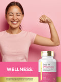 Carlyle Multivitamins for Women tablets arranged on a wooden surface