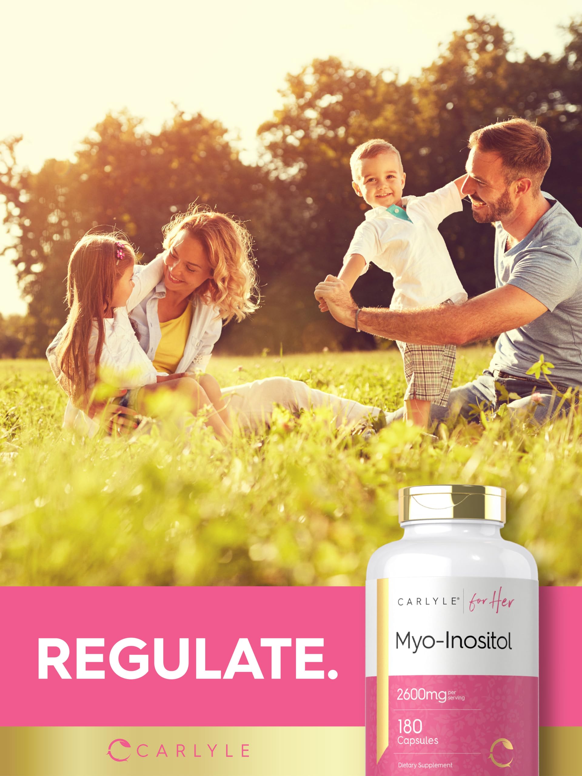 Carlyle Myo-Inositol 2600mg capsules in hand