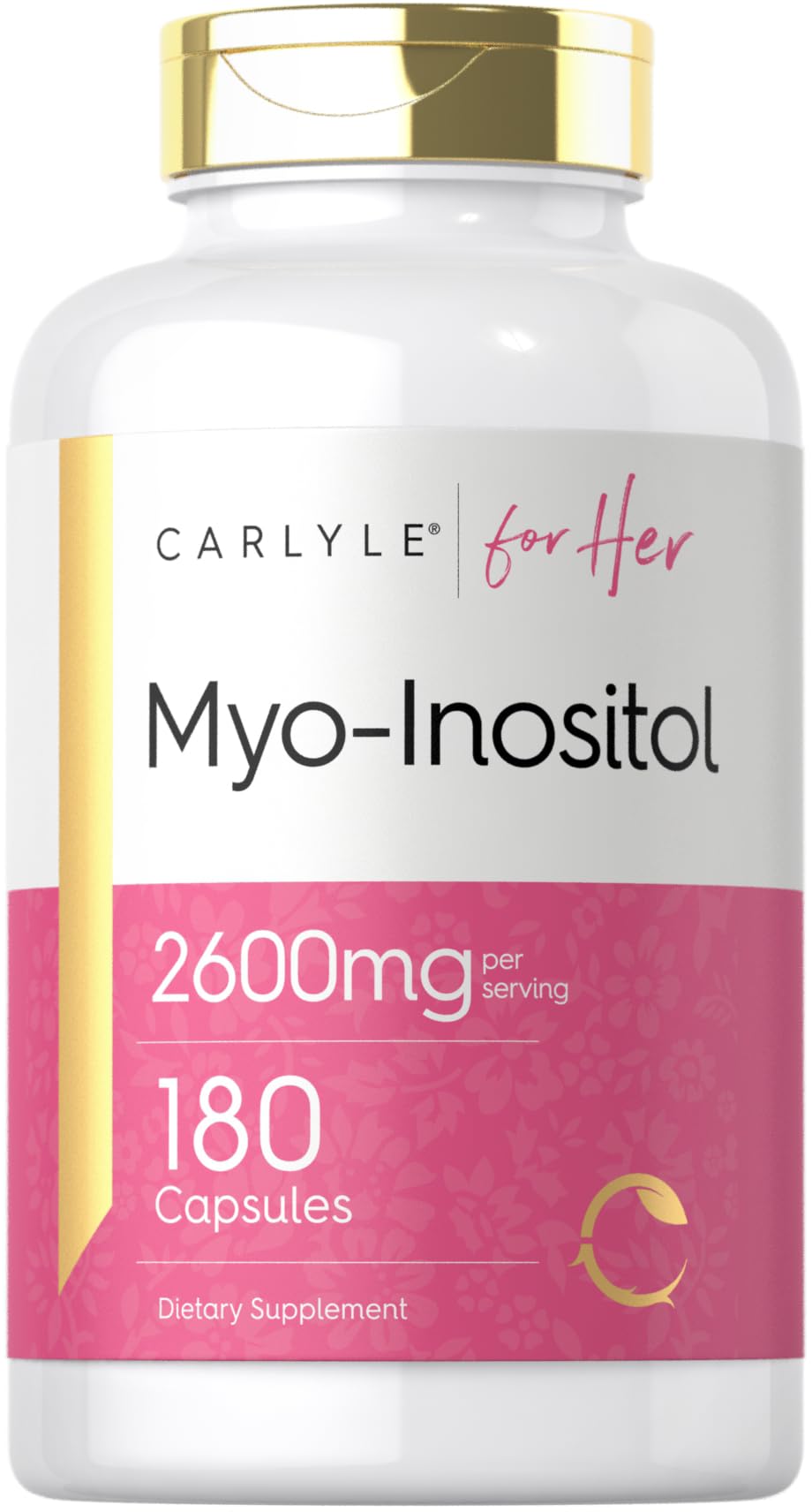 Carlyle Myo-Inositol 2600mg supplement capsule bottle front view