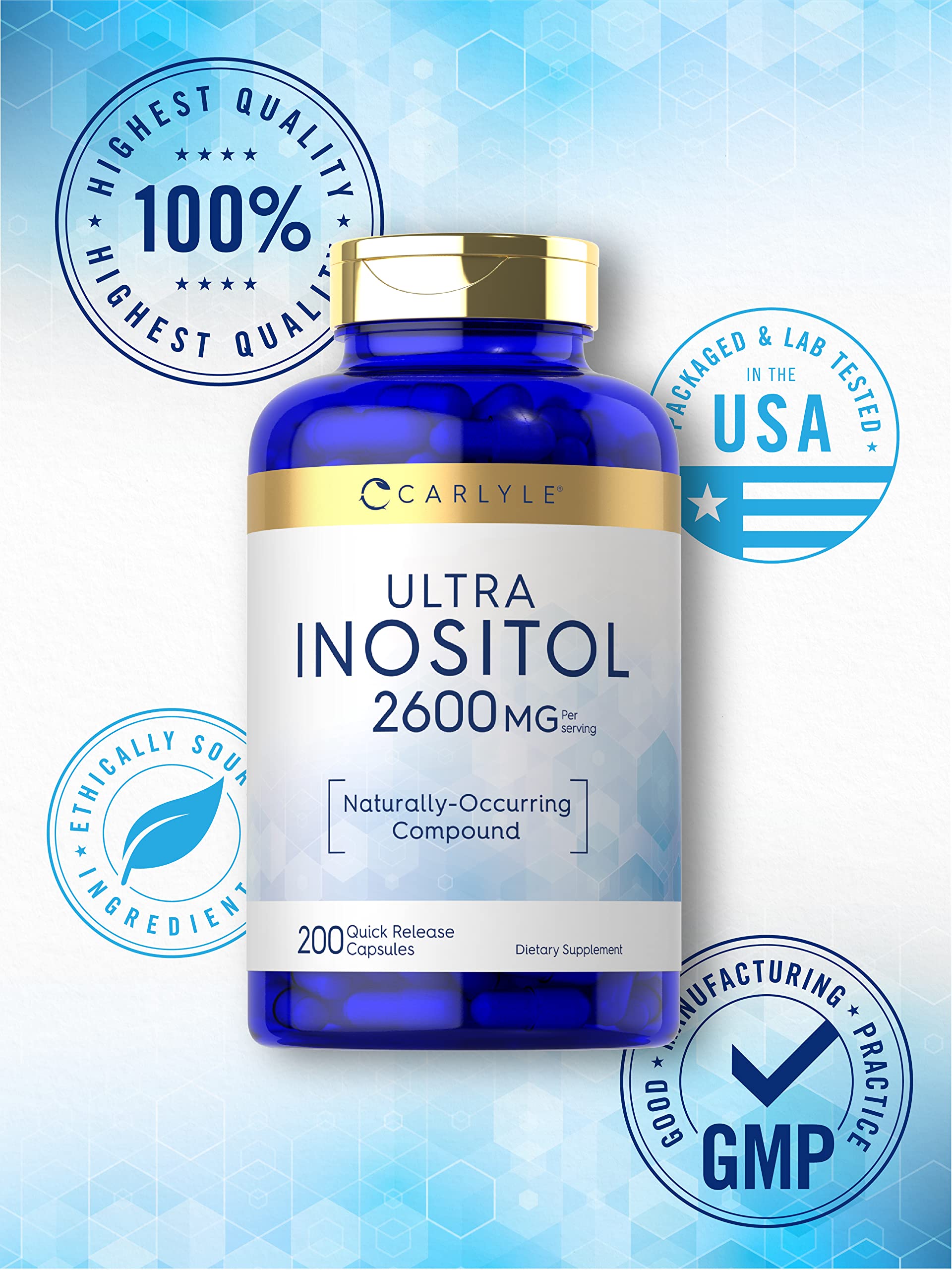 Carlyle MYO-INOSITOL Capsules 2600mg back view