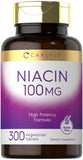 Carlyle Niacin B3 100mg vegetarian tablet front view
