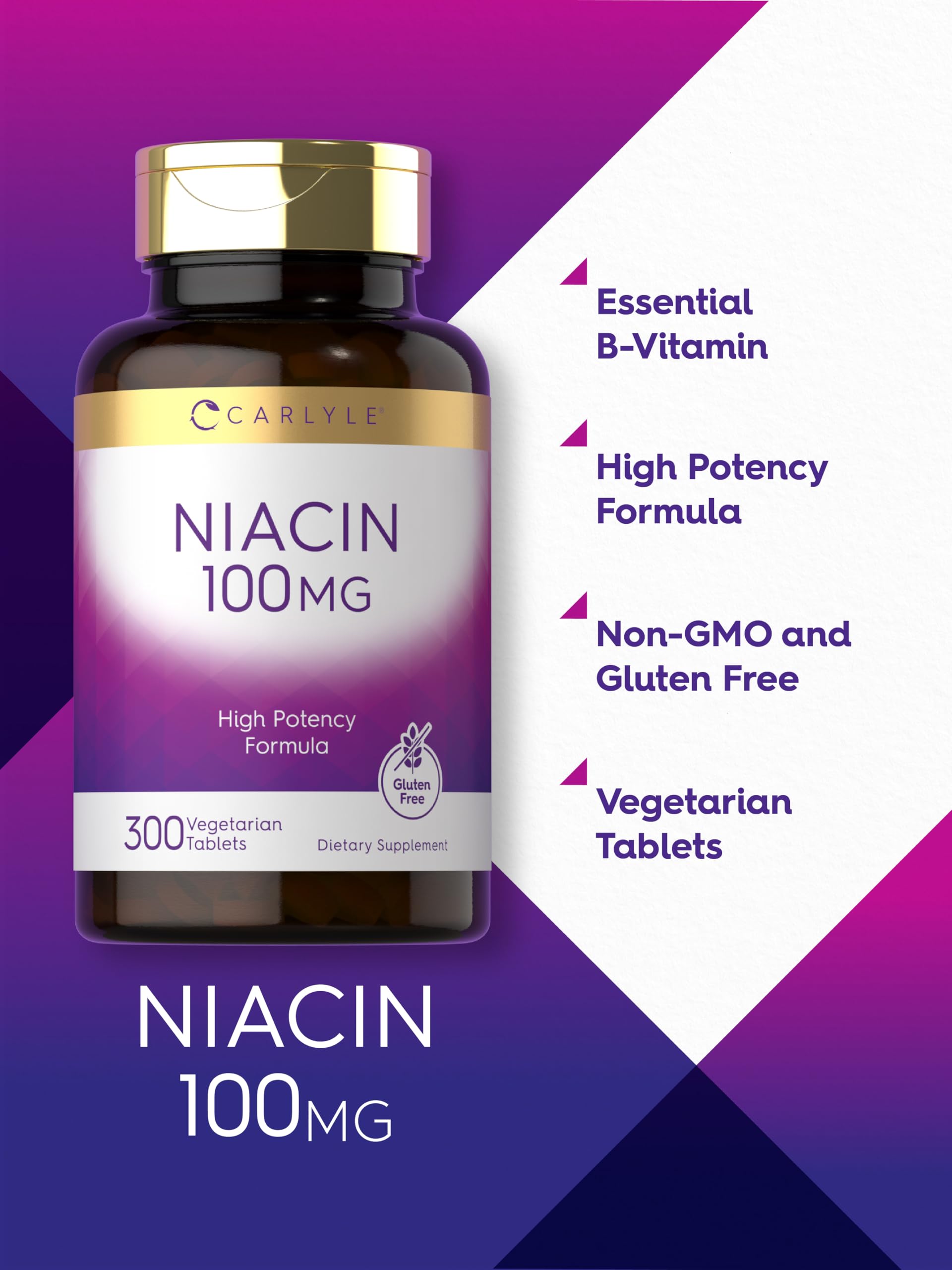 Carlyle Niacin B3 100mg vegetarian tablet ingredients list