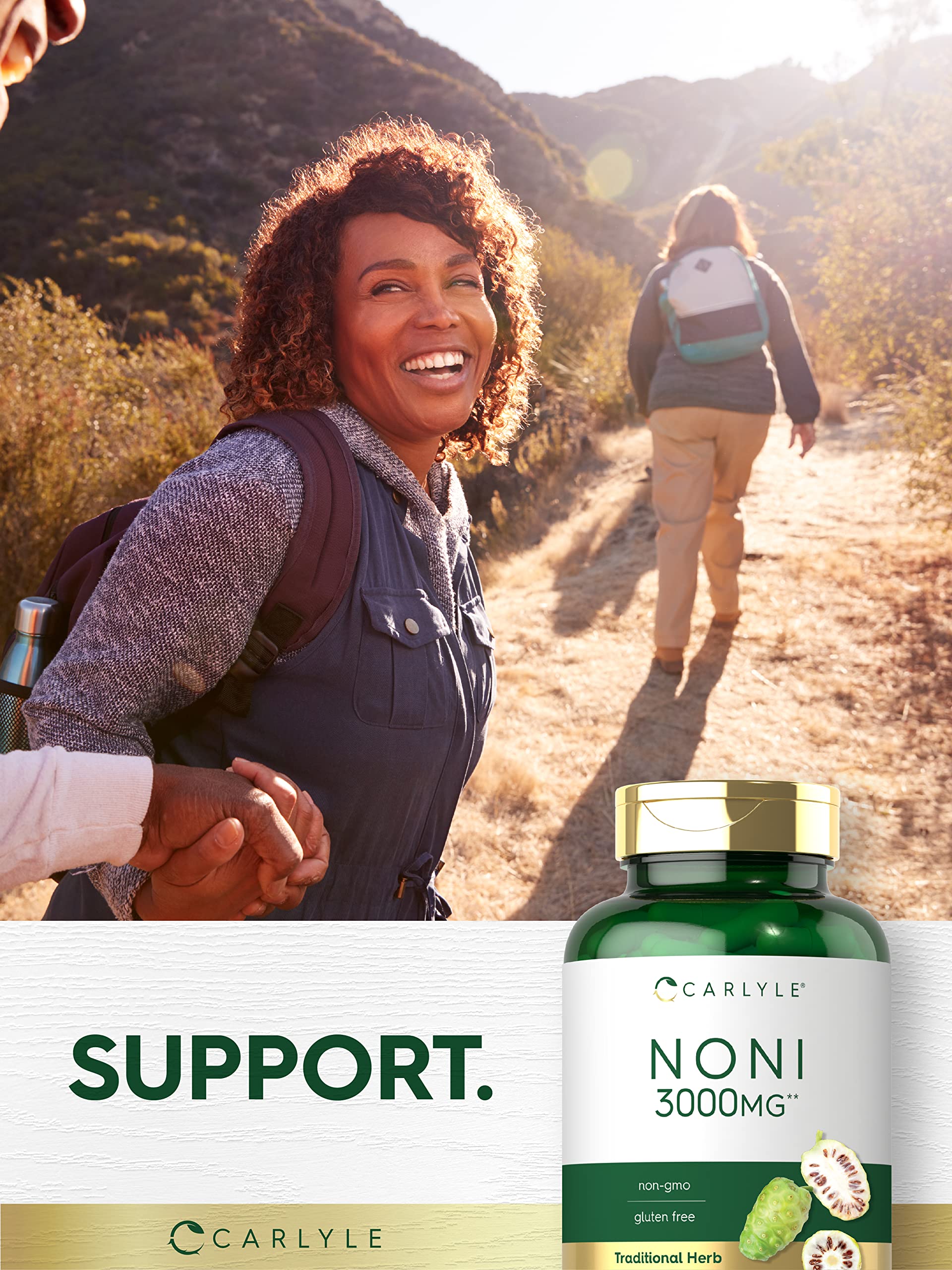 Carlyle Noni Herbal Supplement on wooden table