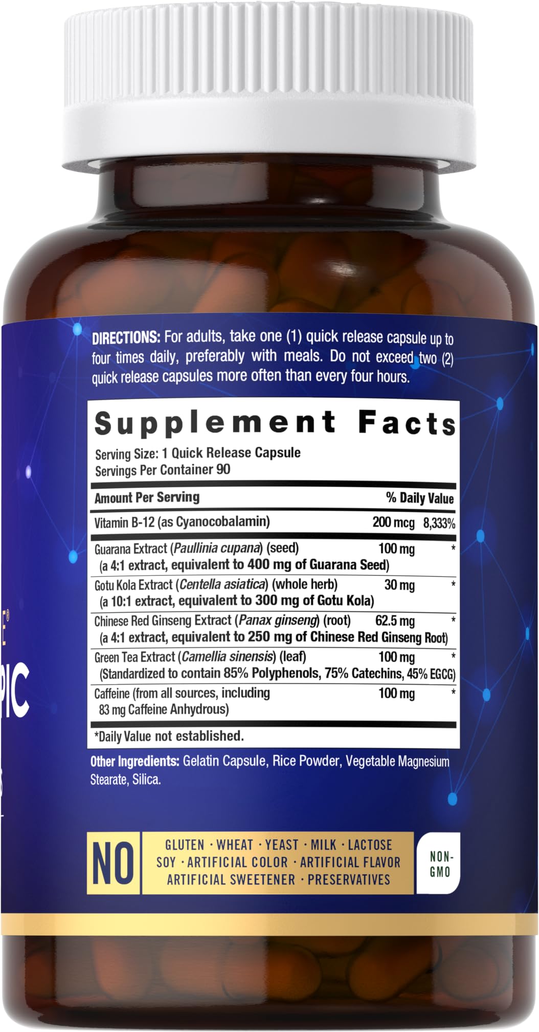 Carlyle Nootropic Supplement Capsules side view showing ingredients