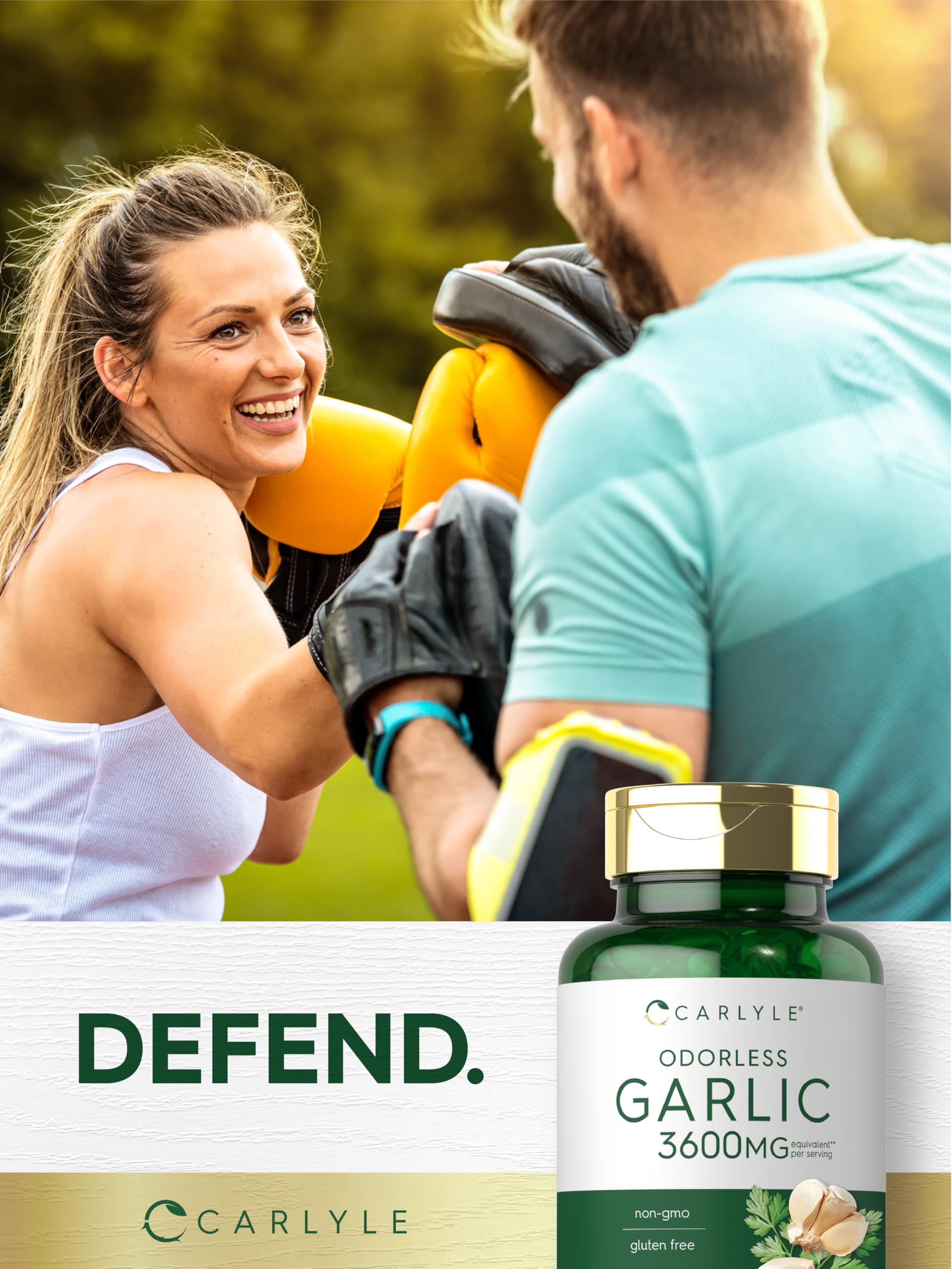 Carlyle Odorless Garlic Softgels showing ingredients