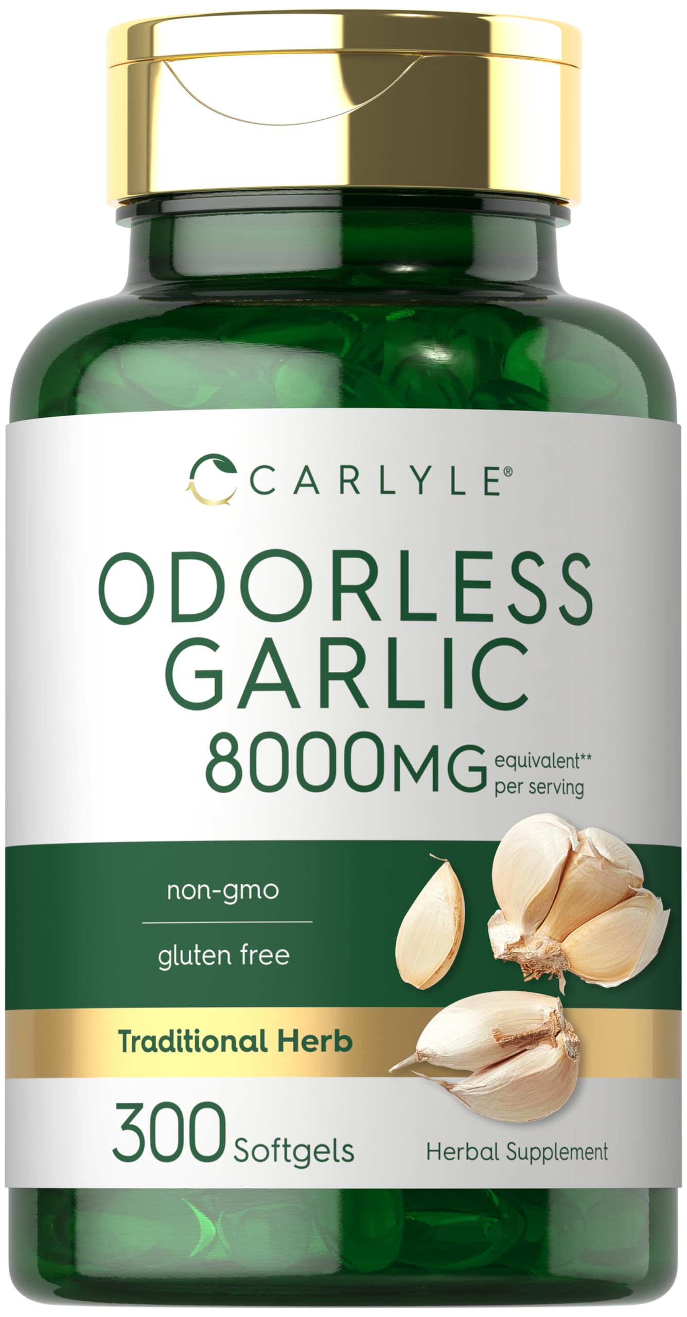 Carlyle Odourless Garlic Softgels front view with packaging
