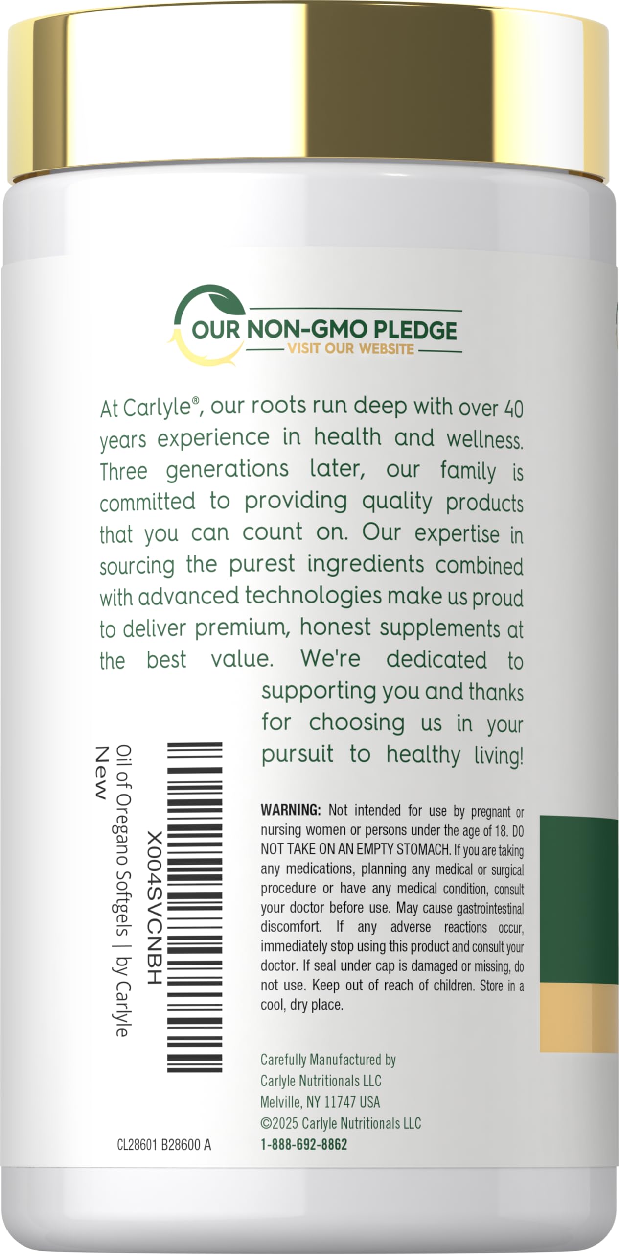 Carlyle Oil of Oregano with Blackseed Oil 168g bottle packaging