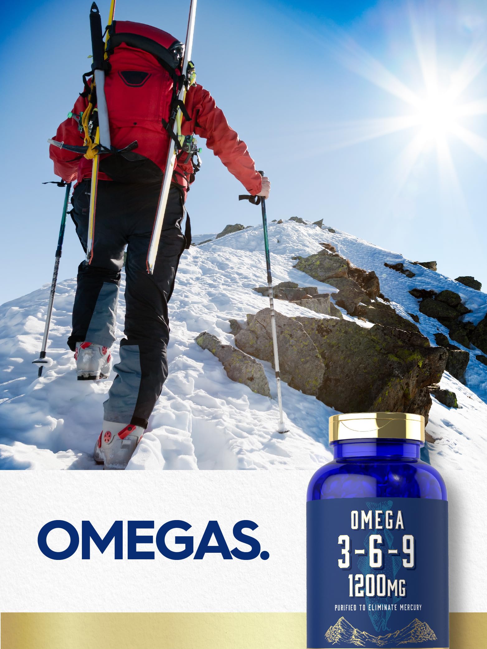 Carlyle Omega 3-6-9 Complex softgels in a lifestyle setting