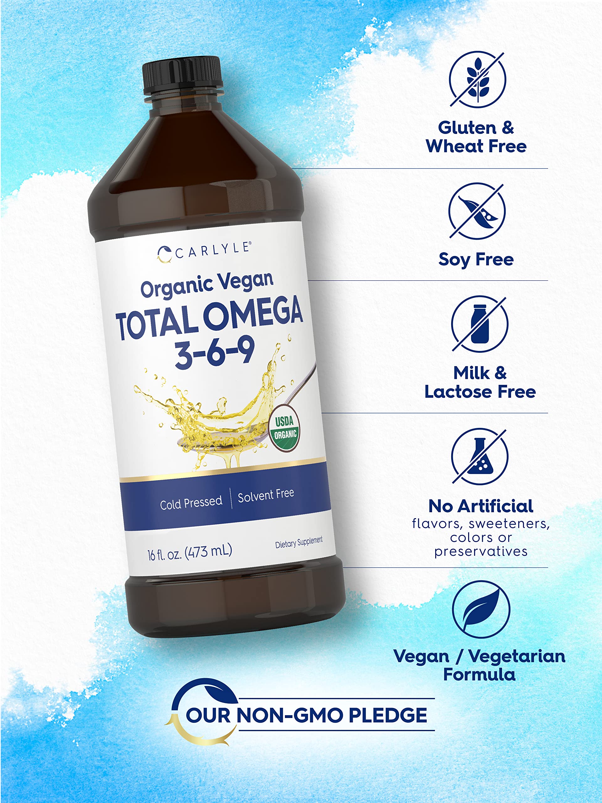 Carlyle Omega 3-6-9 Flaxseed Oil with tablespoon