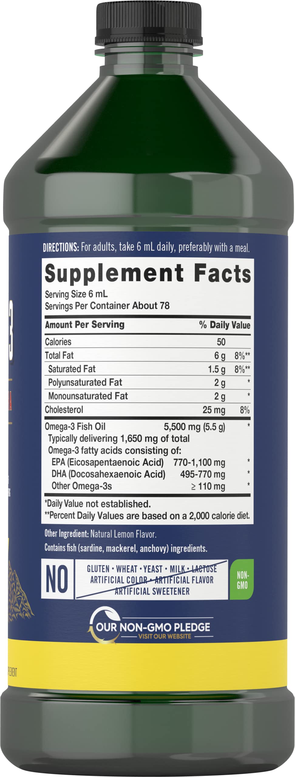 Carlyle Omega-3 Fish Oil Liquid bottle side view