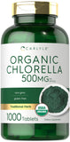 Carlyle Organic Chlorella 500mg capsule bottle front view