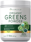 Carlyle Organic Greens Powder 608g front view with packaging