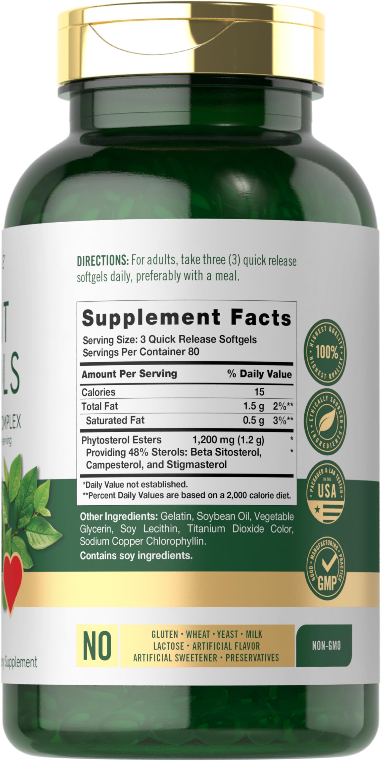 Carlyle Phytosterols Complex softgel capsules side view