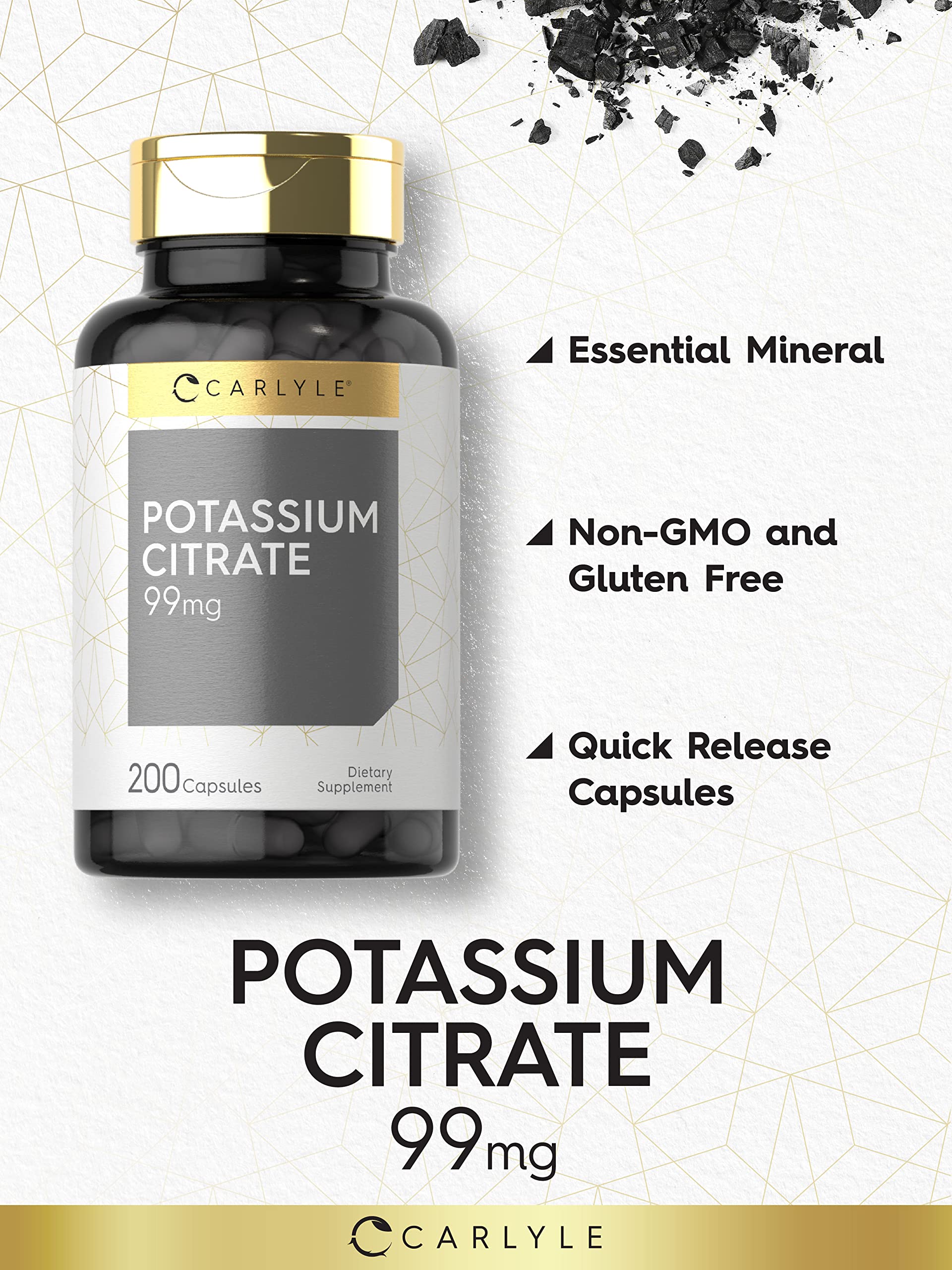 Carlyle Potassium Citrate 99mg capsules bottle with label