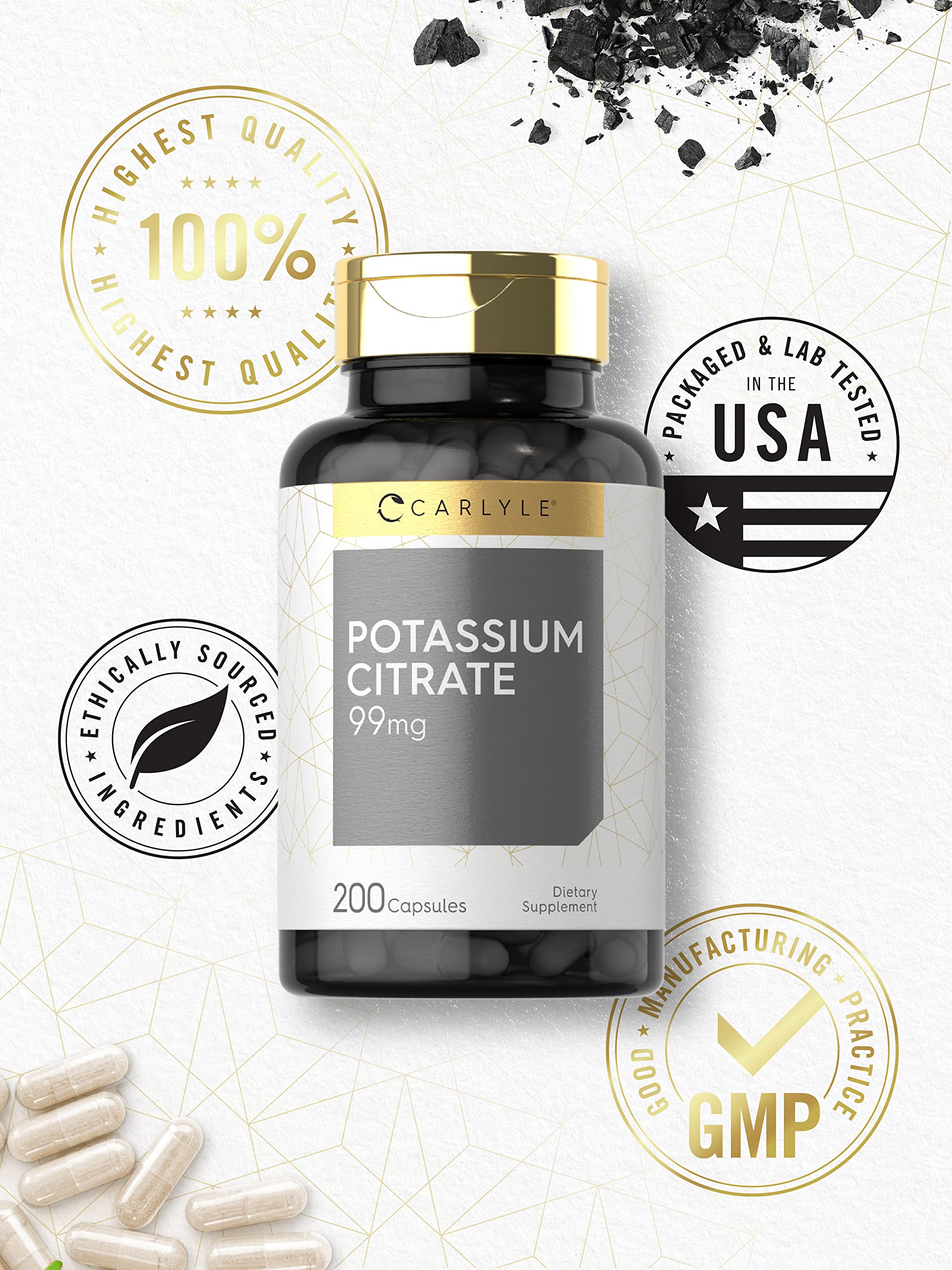 Carlyle Potassium Citrate 99mg capsules with measuring spoon