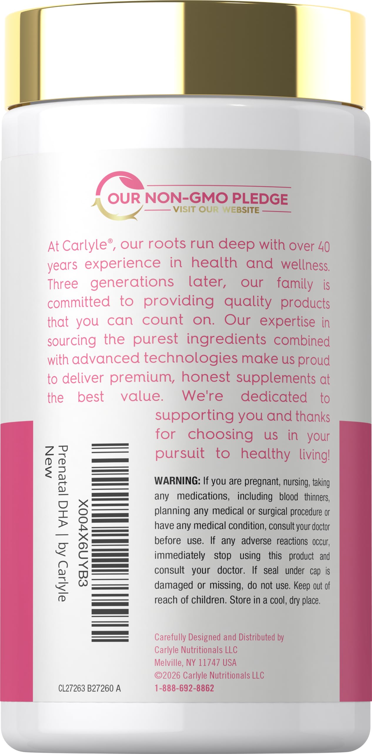 Carlyle Prenatal DHA 1190mg Fish Oil Capsules packaging