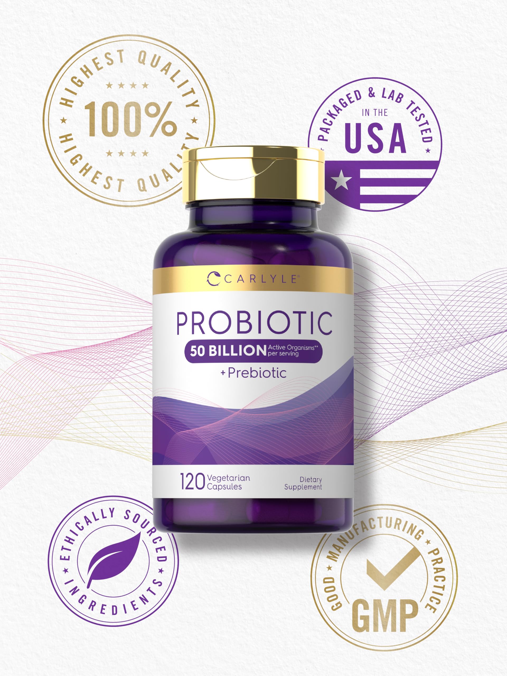Carlyle Probiotic-14 Blend capsules in a hand