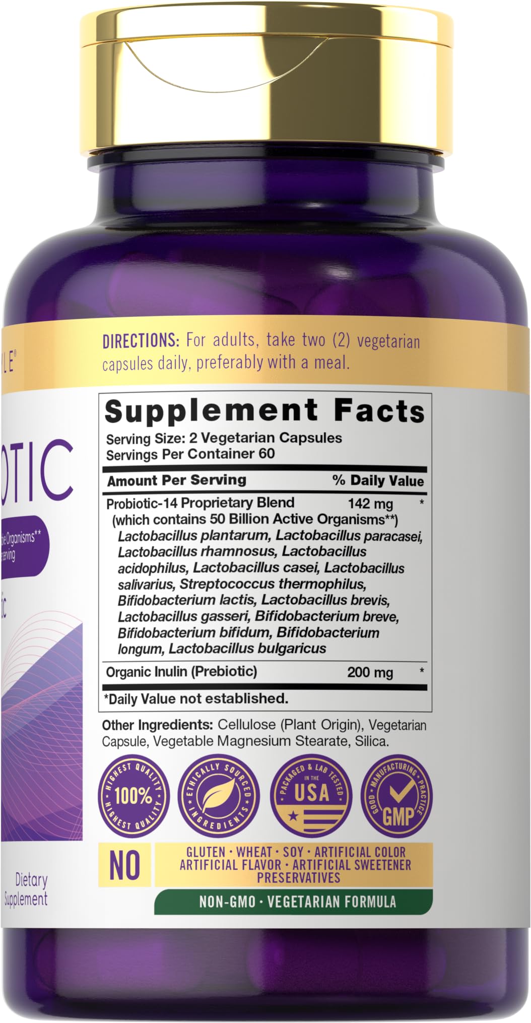 Carlyle Probiotic-14 Blend capsules side view