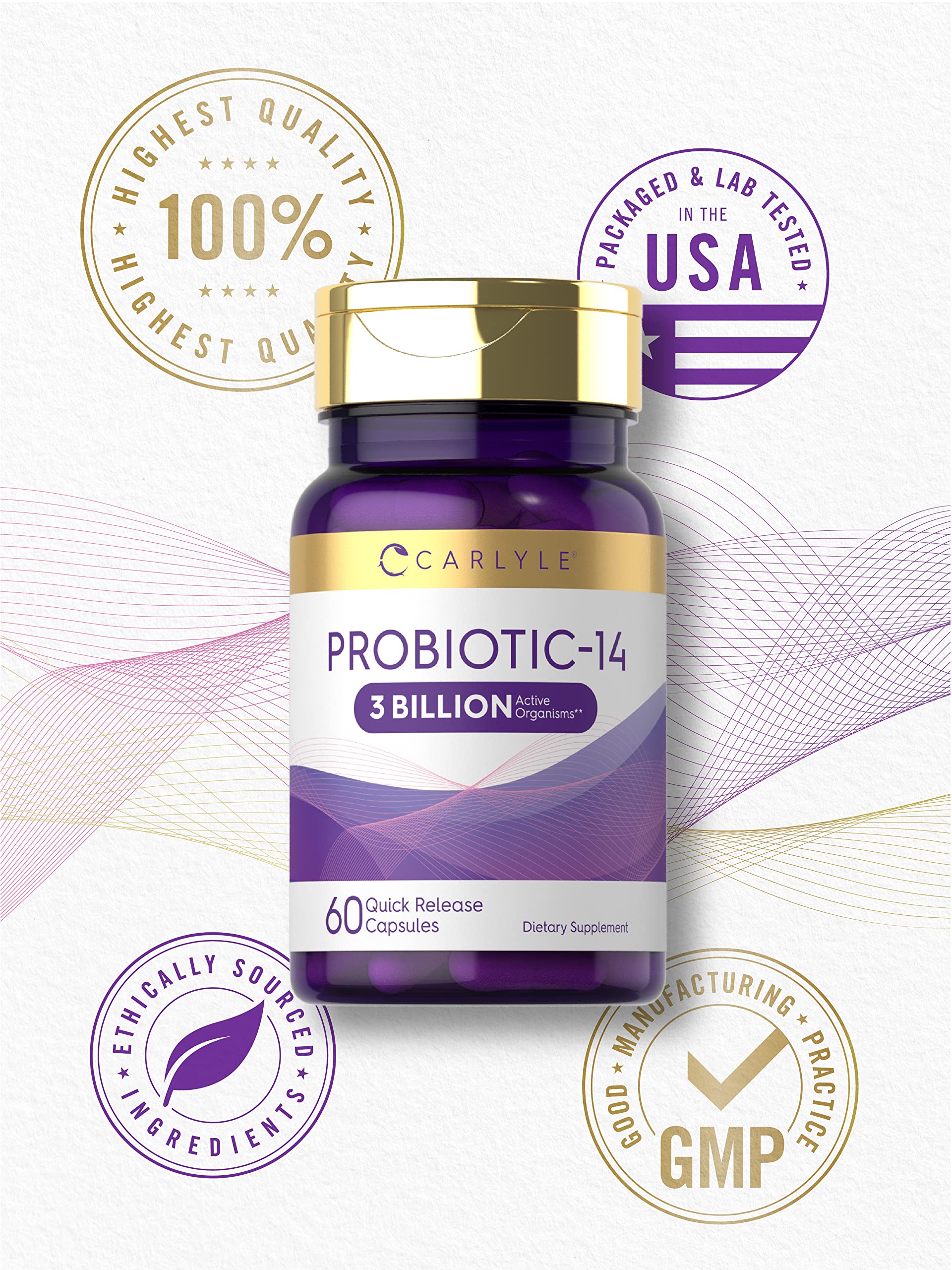 Carlyle Probiotic-14 Capsules ingredients list on packaging