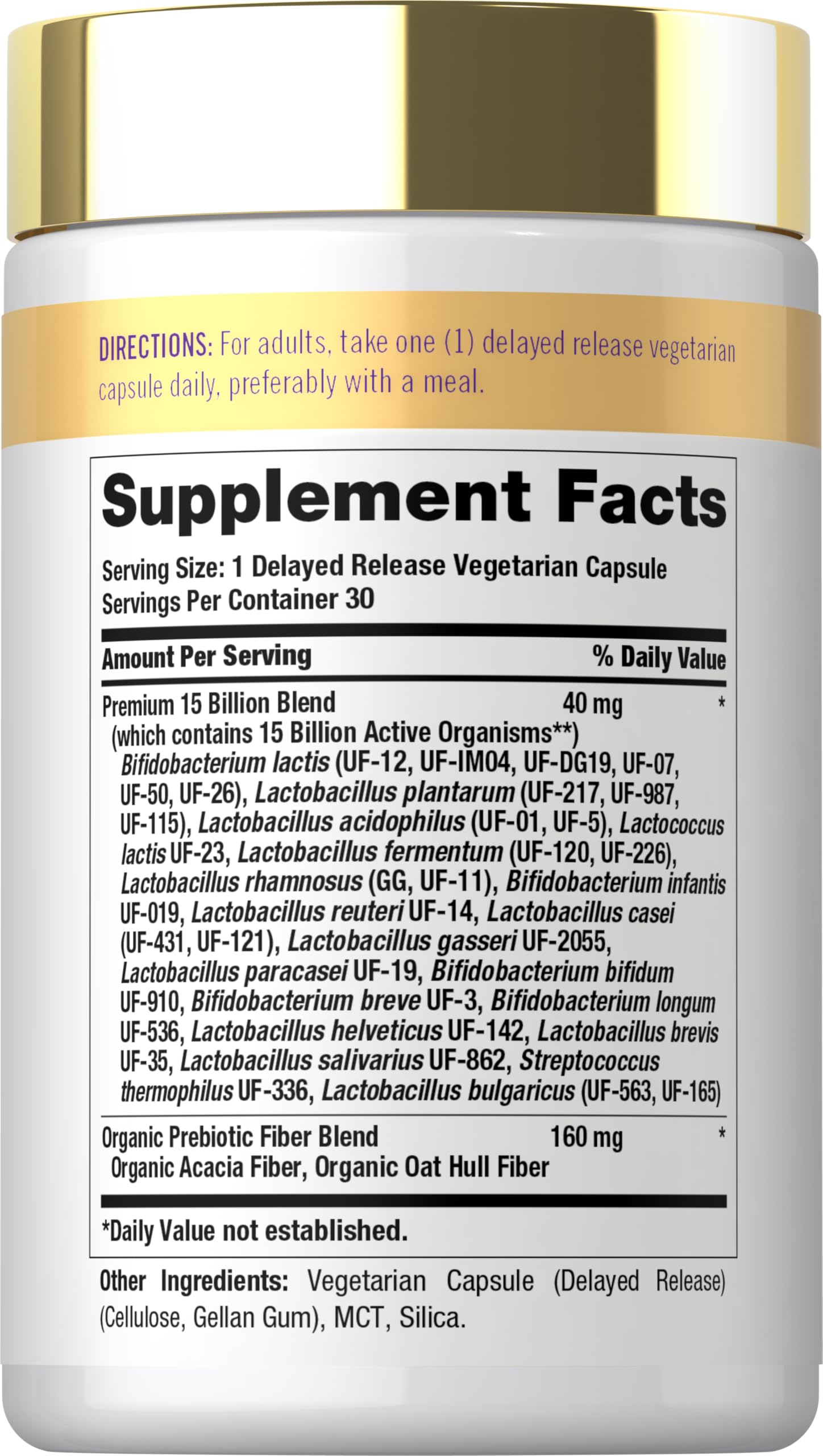 Carlyle Probiotic Capsules 15 Billion CFU side view