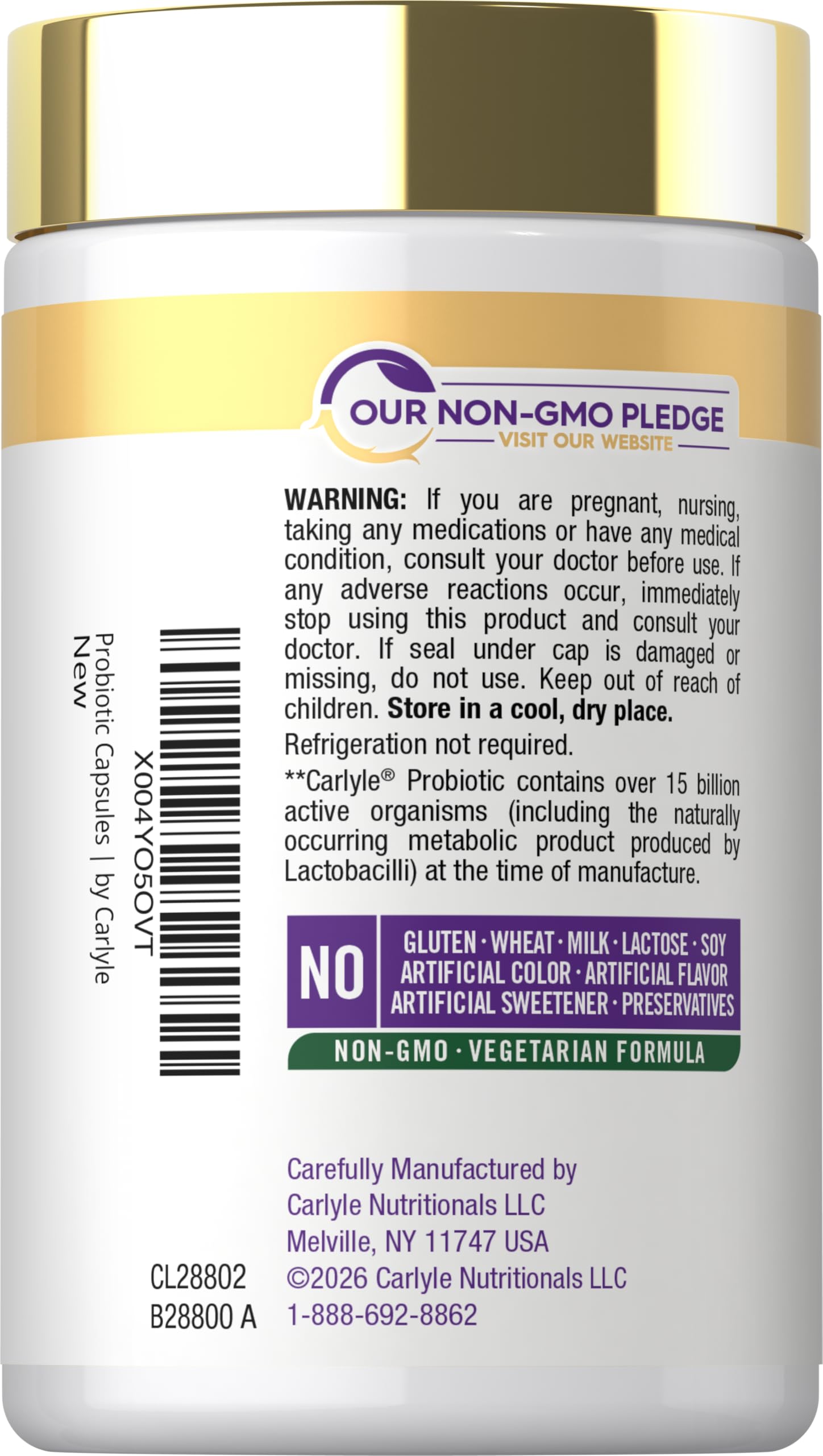 Carlyle Probiotic Capsules 15 Billion CFU with packaging