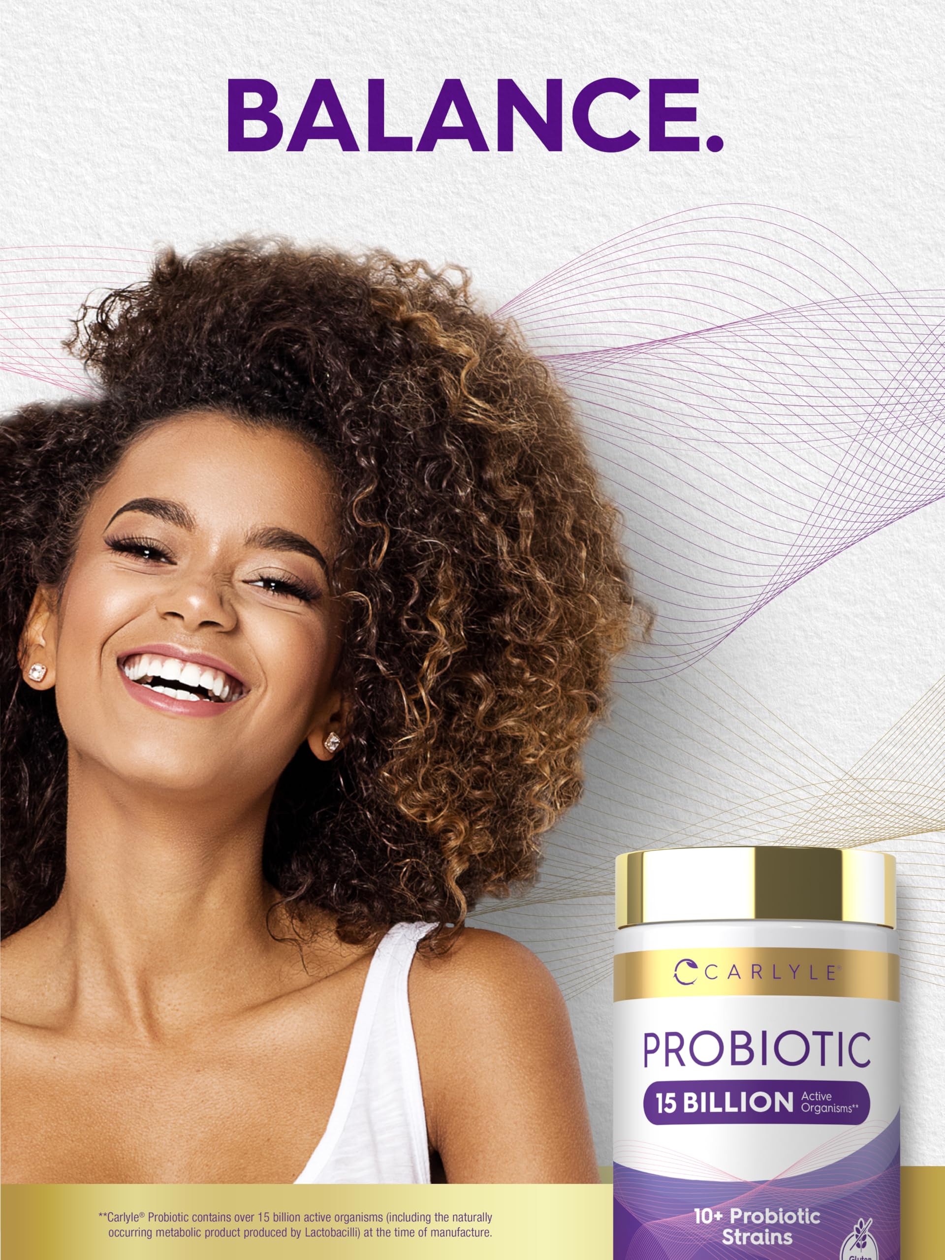 Carlyle Probiotic Capsules 15 Billion CFU with prebiotic fiber blend