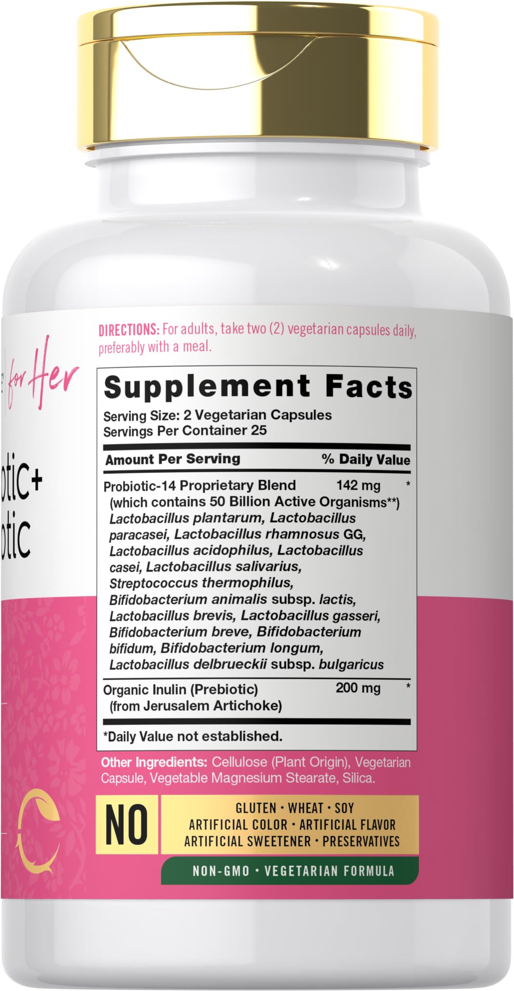 Carlyle Probiotic for Her capsules side view