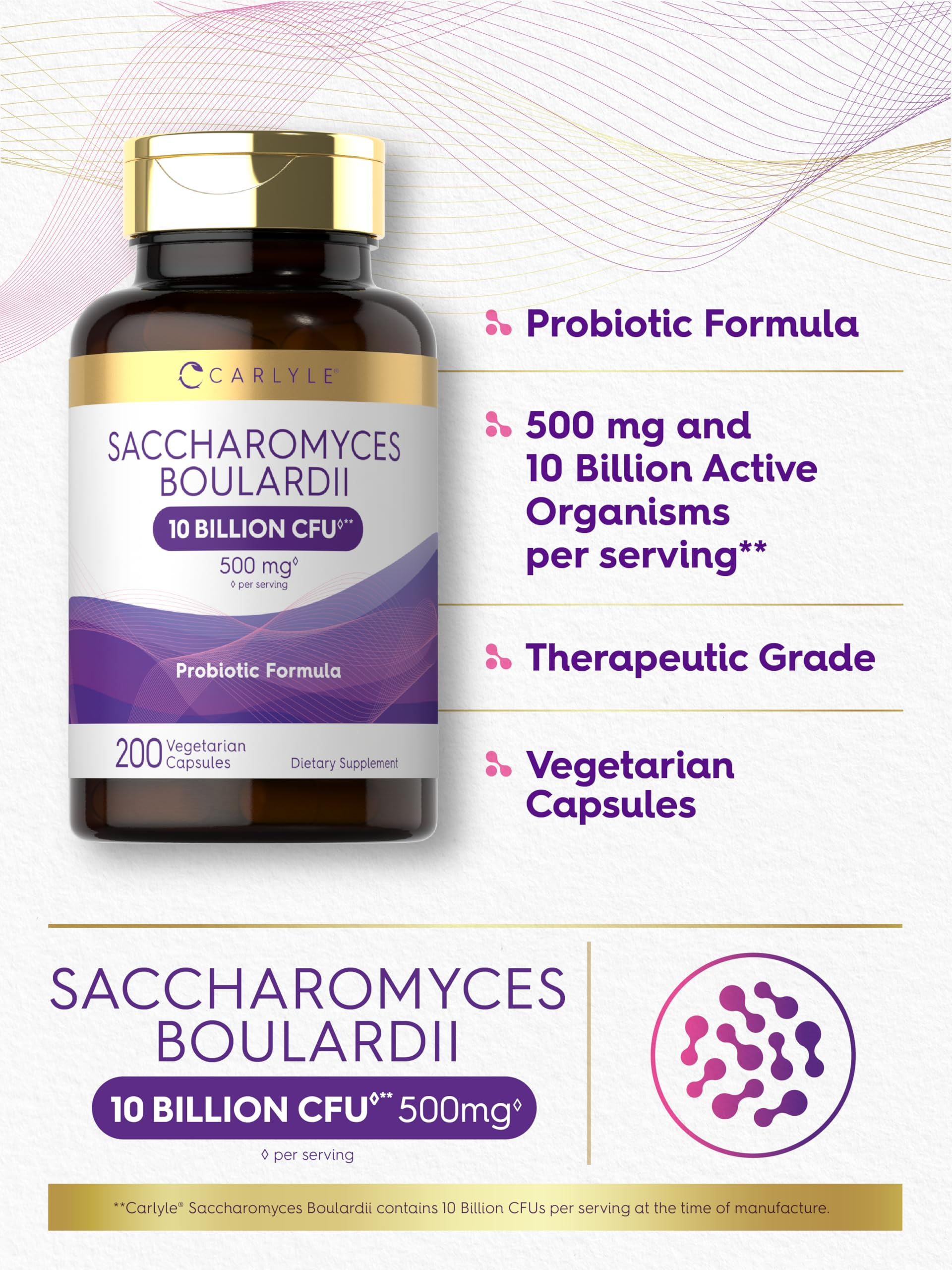 Carlyle Probiotic Formula 10 Billion CFUs capsule close-up