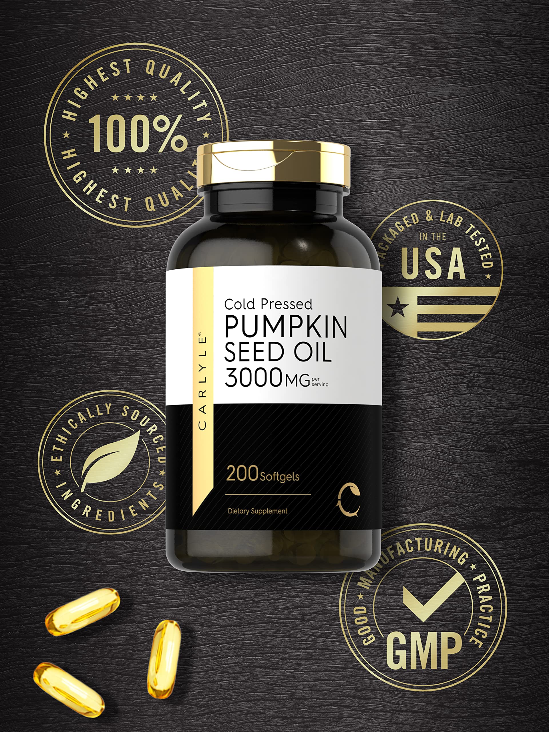 Carlyle Pumpkin Seed Oil Softgels 3000mg nutritional information