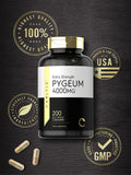 Carlyle Pygeum Bark Capsules 1000mg bottle with capsules on a wooden table