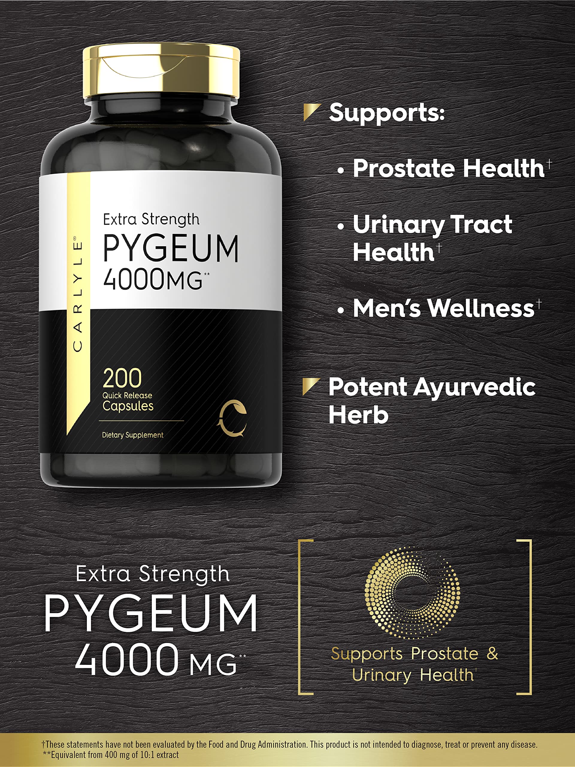 Carlyle Pygeum Bark Capsules 1000mg quick-release capsules close-up