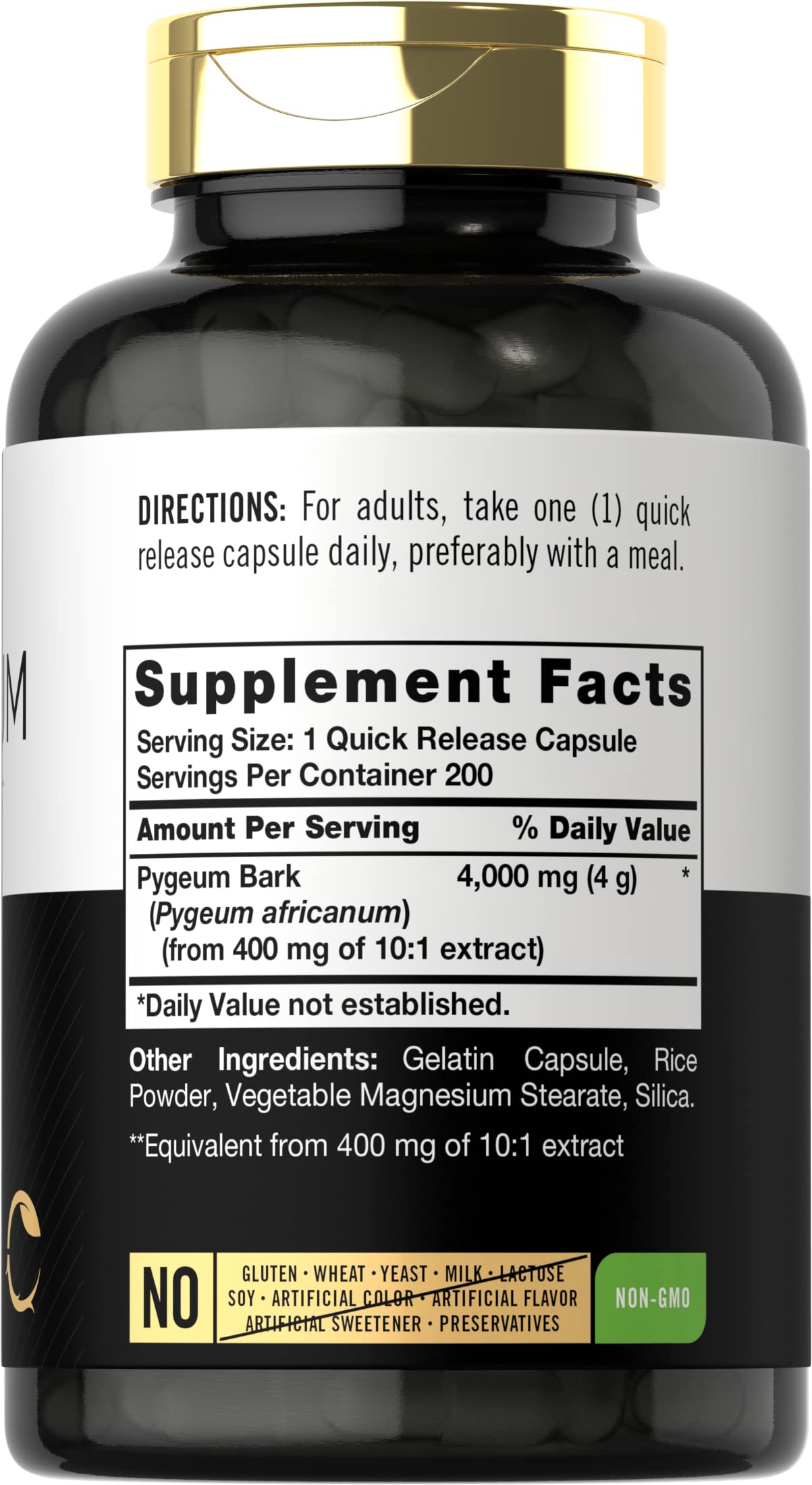 Carlyle Pygeum Bark Capsules 1000mg side view with label