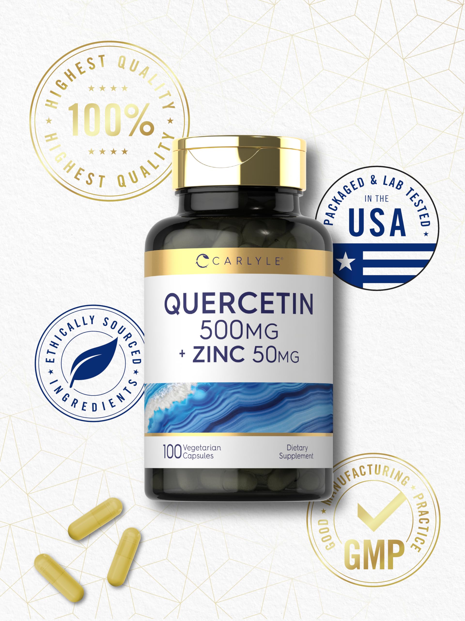 Carlyle Quercetin 500mg bottle side view