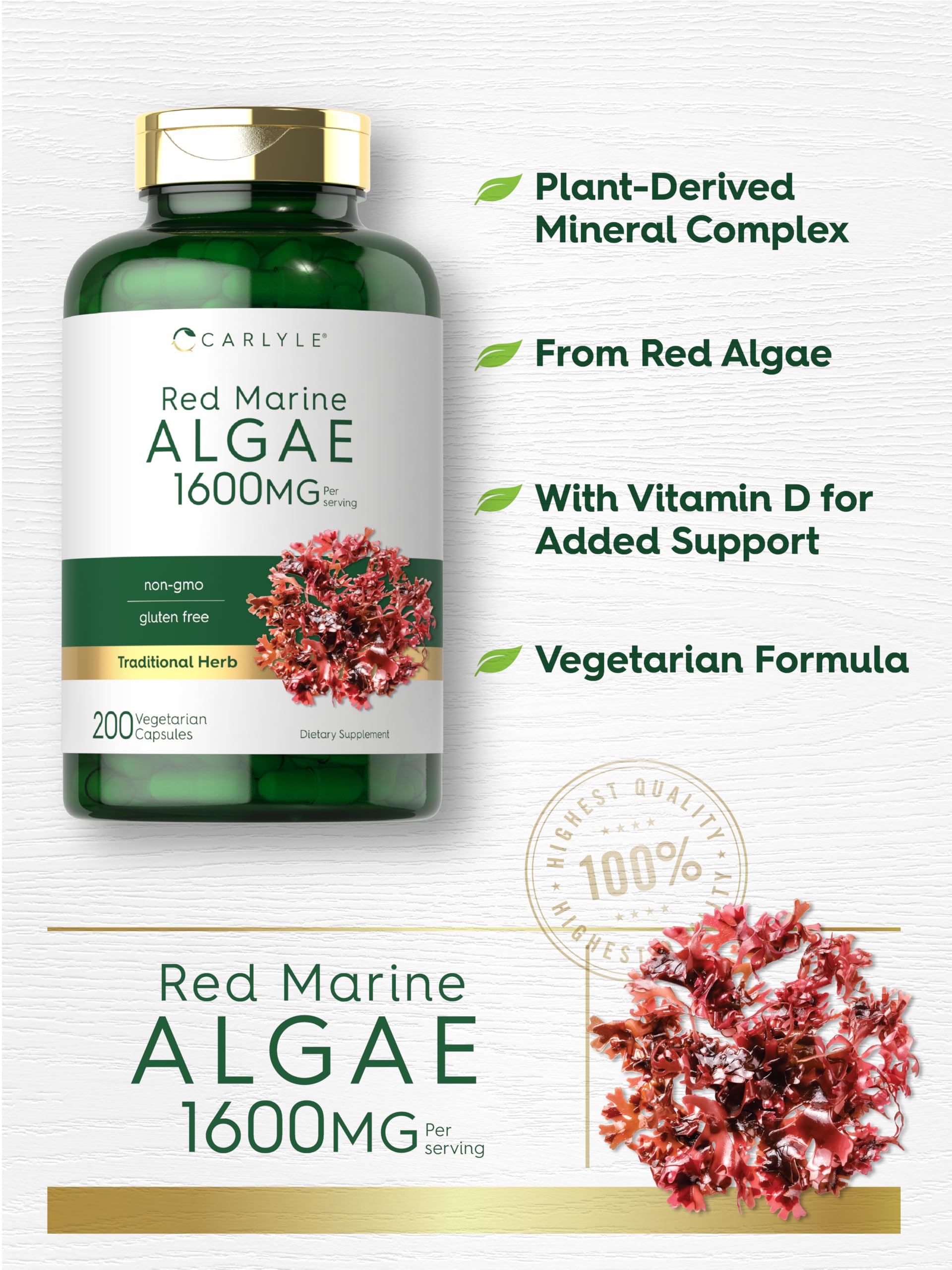 Carlyle Red Marine Algae ingredients list on packaging