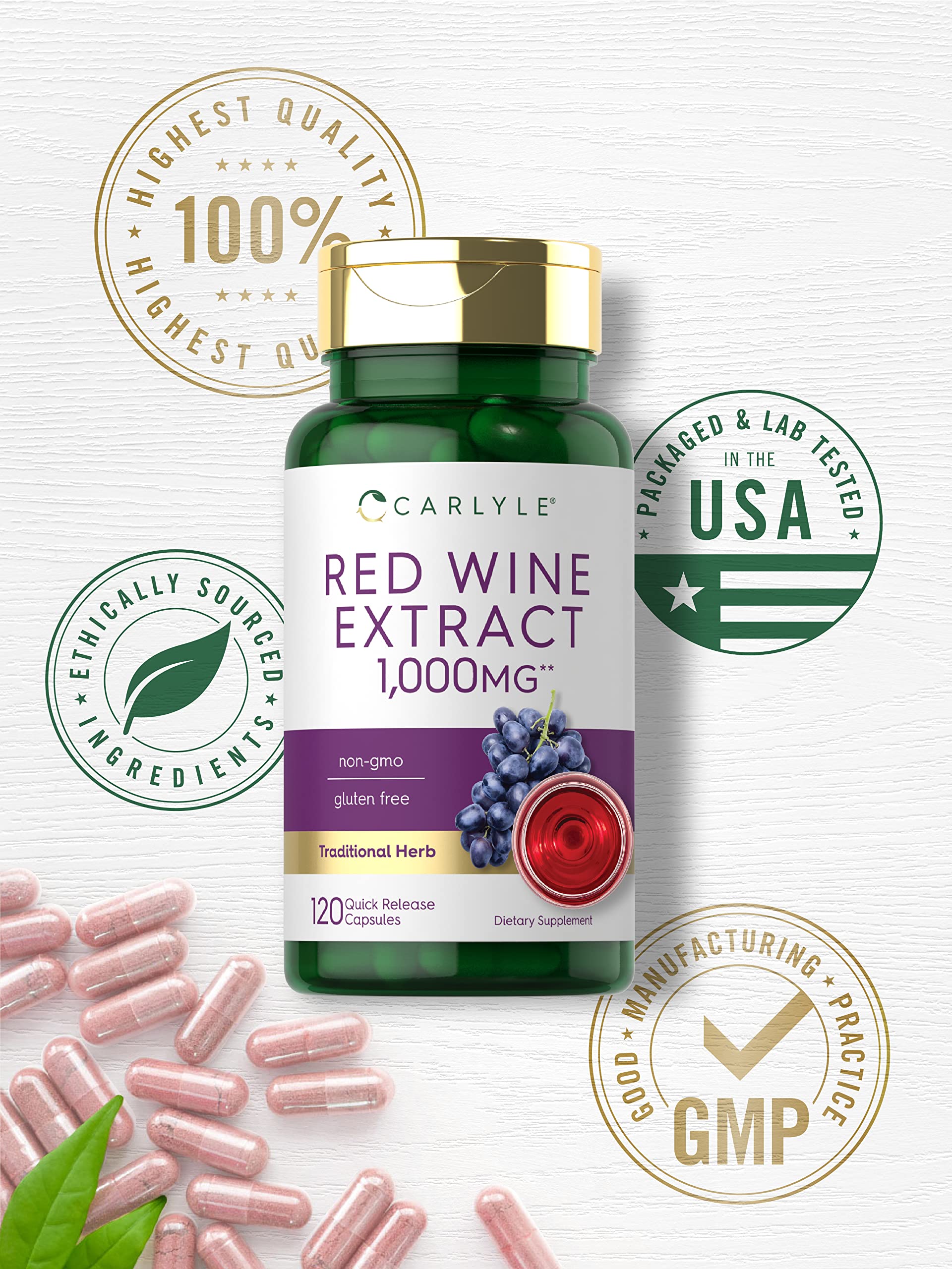 Carlyle Red Wine Extract Capsules ingredients list