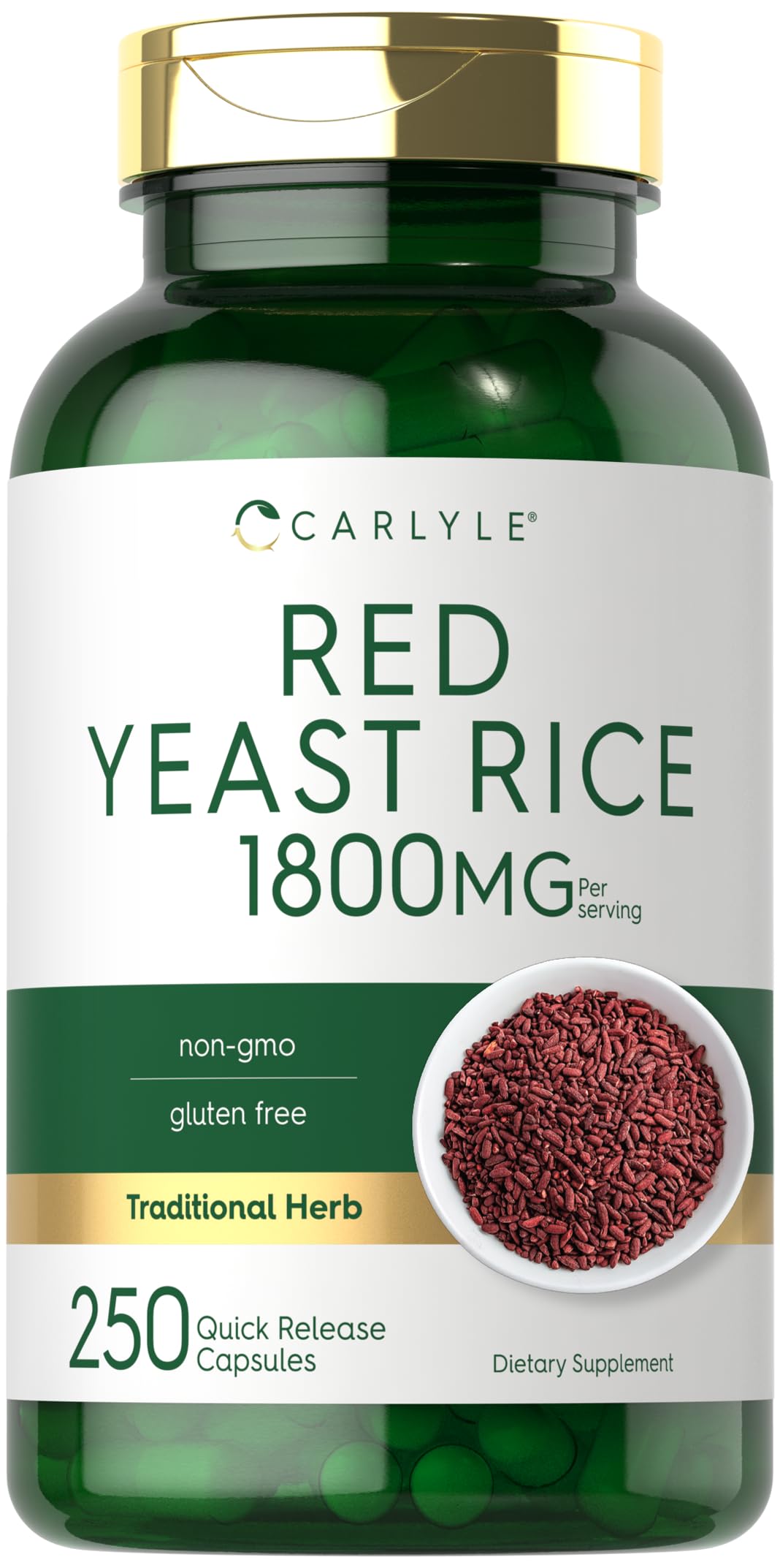Carlyle Red Yeast Rice 1800mg capsule bottle front view