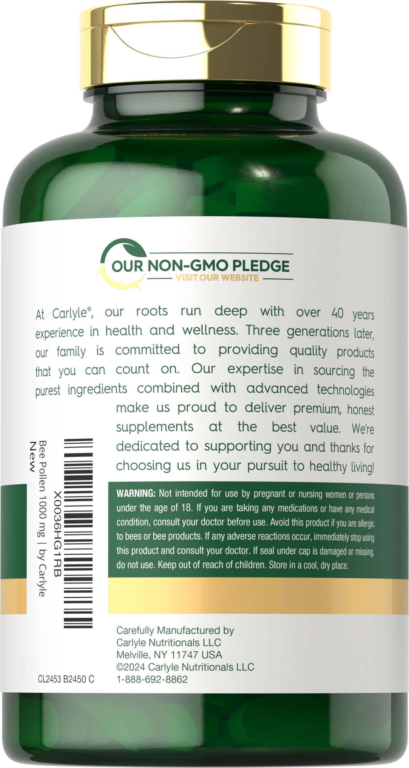 Carlyle Royal Jelly Bee Complex 1000mg capsules packaging