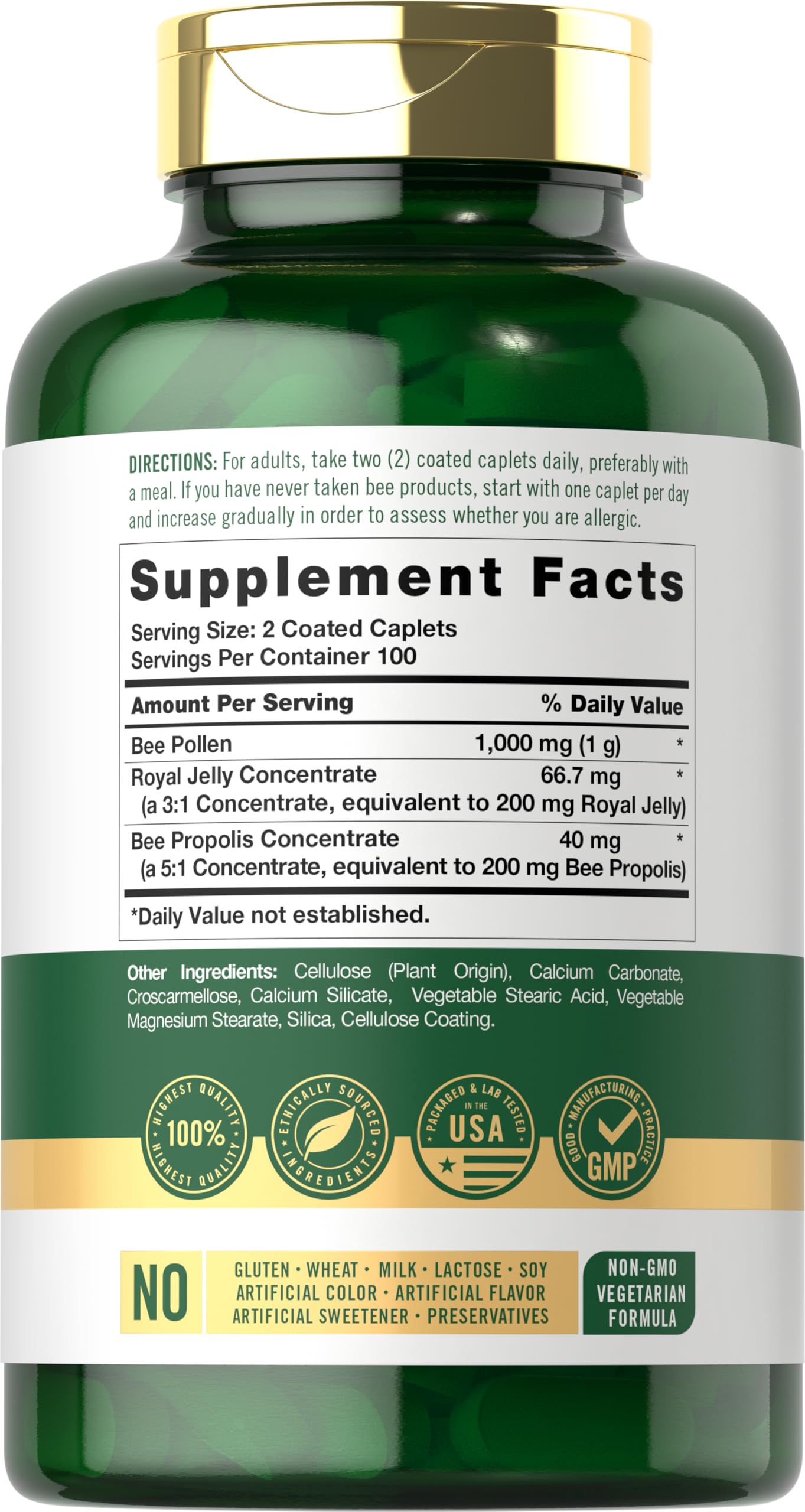 Carlyle Royal Jelly Bee Complex 1000mg capsules side view