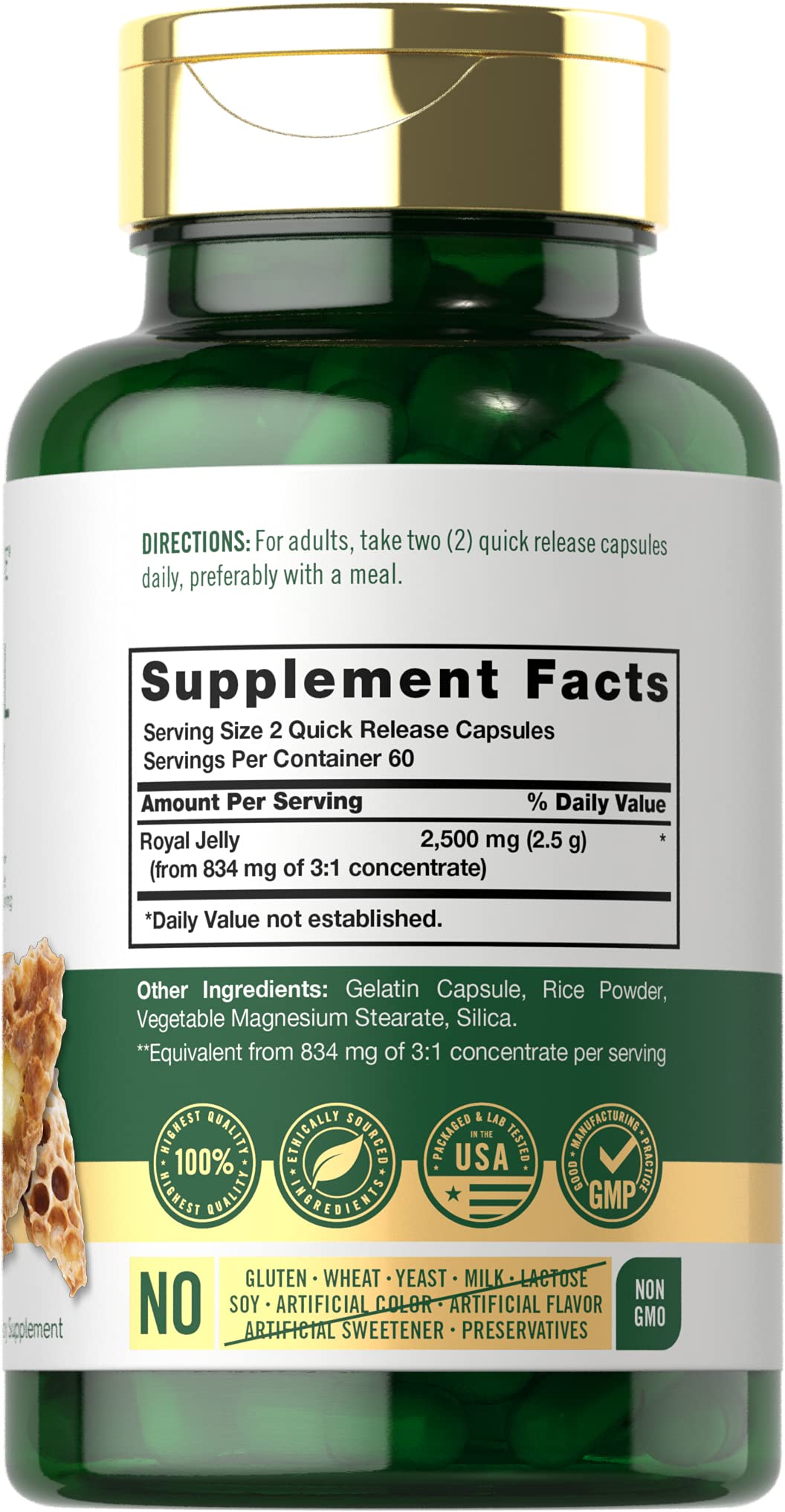 Carlyle Royal Jelly Capsules 1000mg close-up of capsules