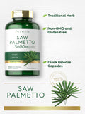 Carlyle Saw Palmetto Capsules 200g lifestyle scene with a glass of water