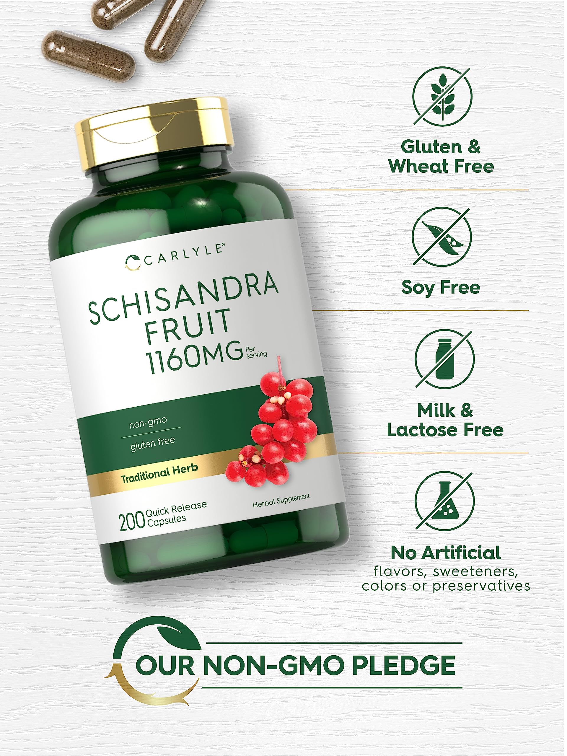 Carlyle Schizandra Fruit Capsules 1160mg capsules close-up