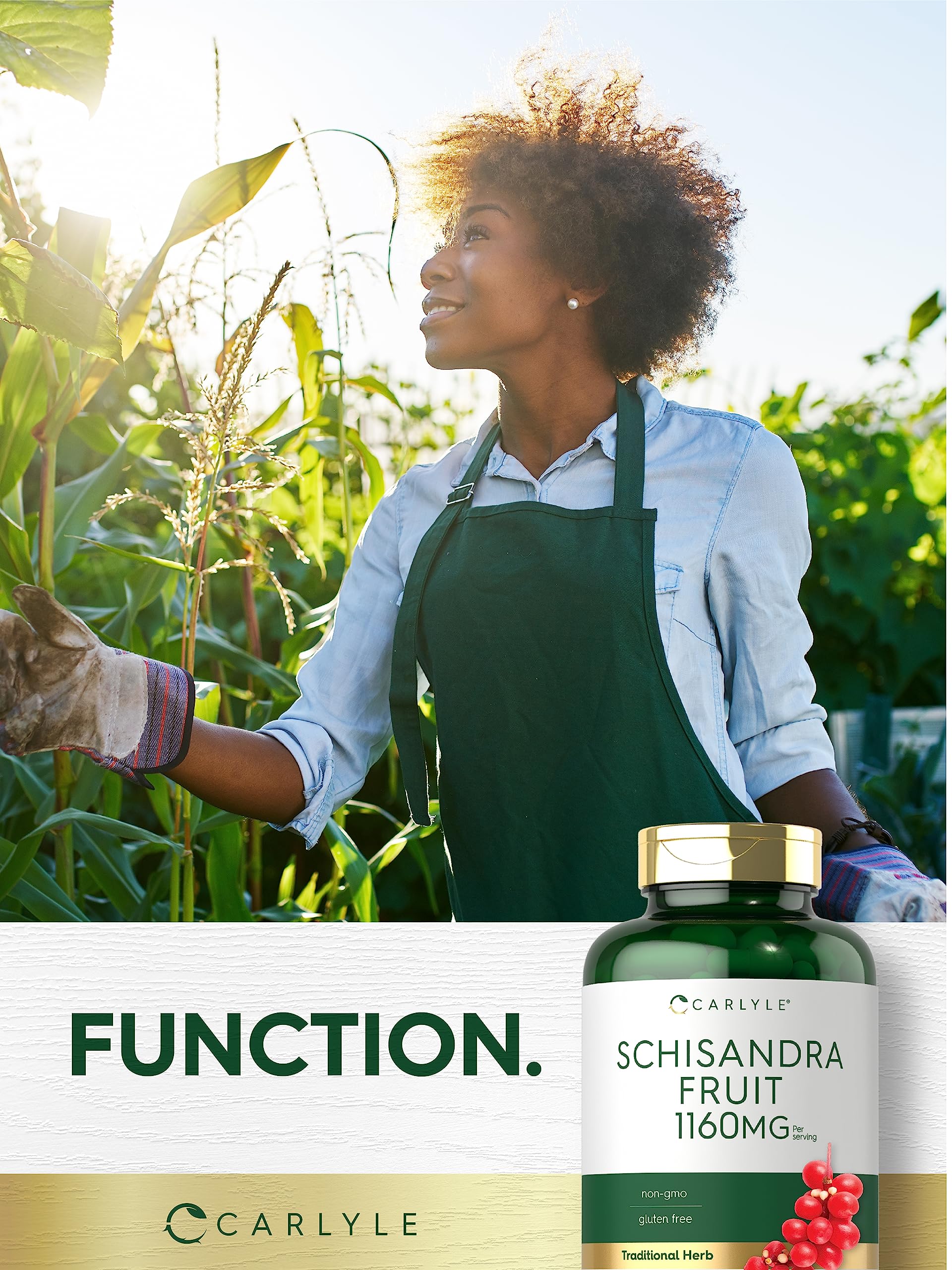 Carlyle Schizandra Fruit Capsules 1160mg on a wooden table