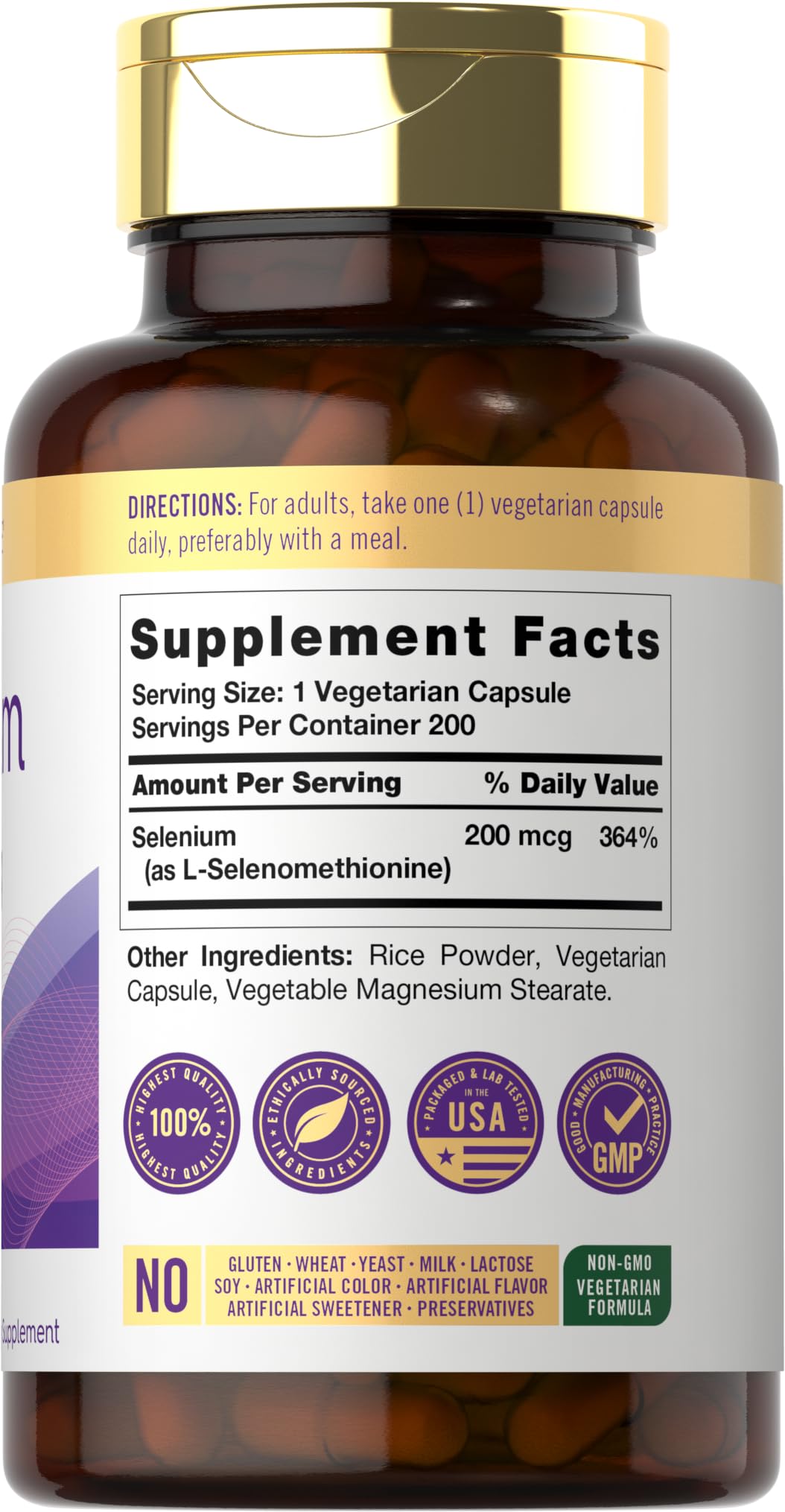 Carlyle Selenium 200 mcg capsule bottle side view