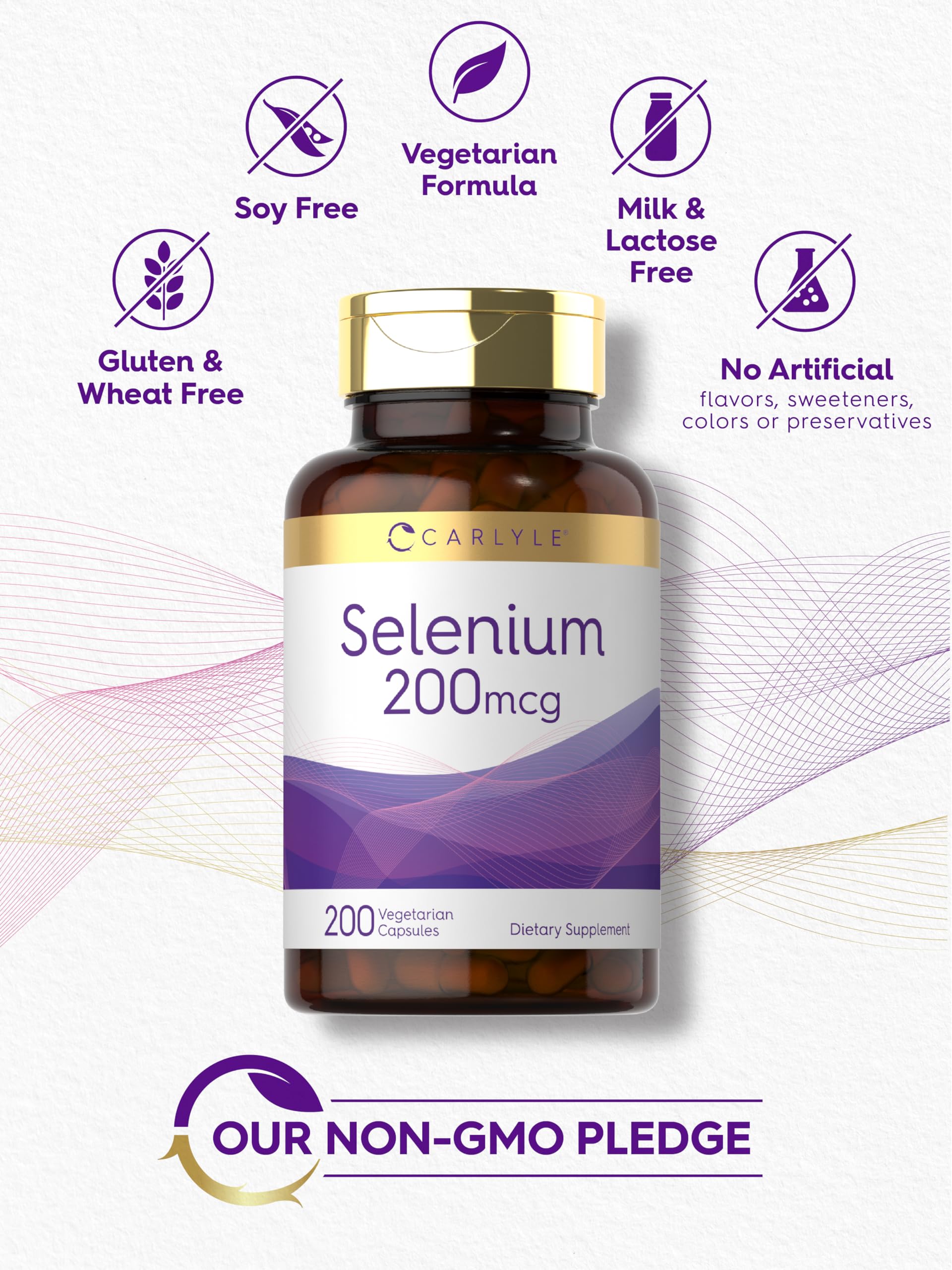Carlyle Selenium 200 mcg vegetarian capsules back view