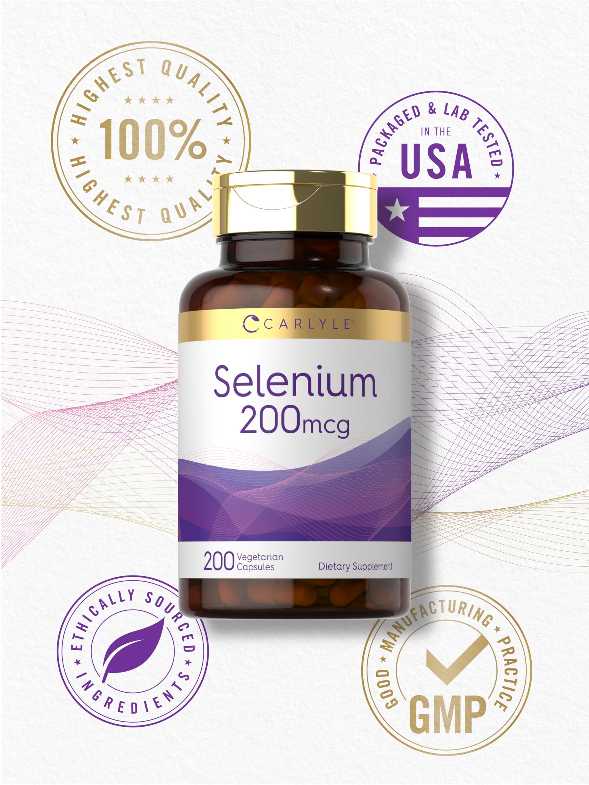Carlyle Selenium 200 mcg vegetarian capsules with measuring spoon