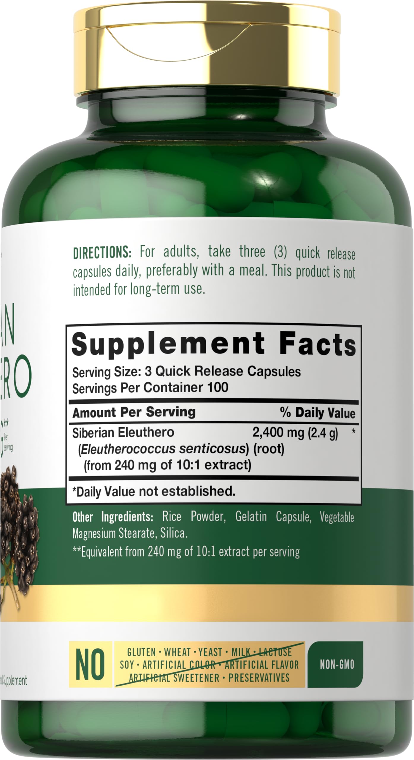 Carlyle Siberian Ginseng Eleuthero Capsules side view
