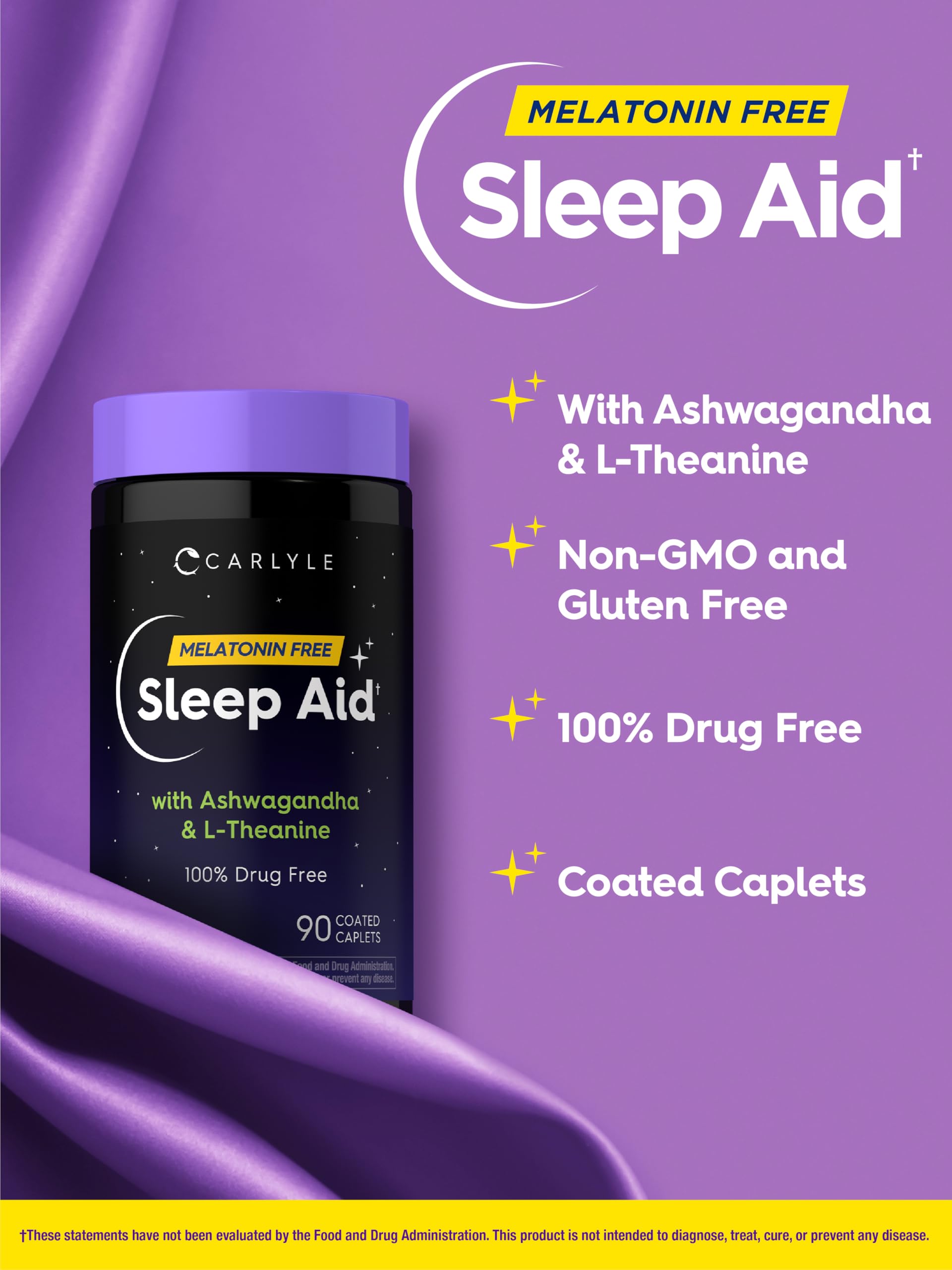Carlyle Sleep Aid Supplement caplets on a wooden table